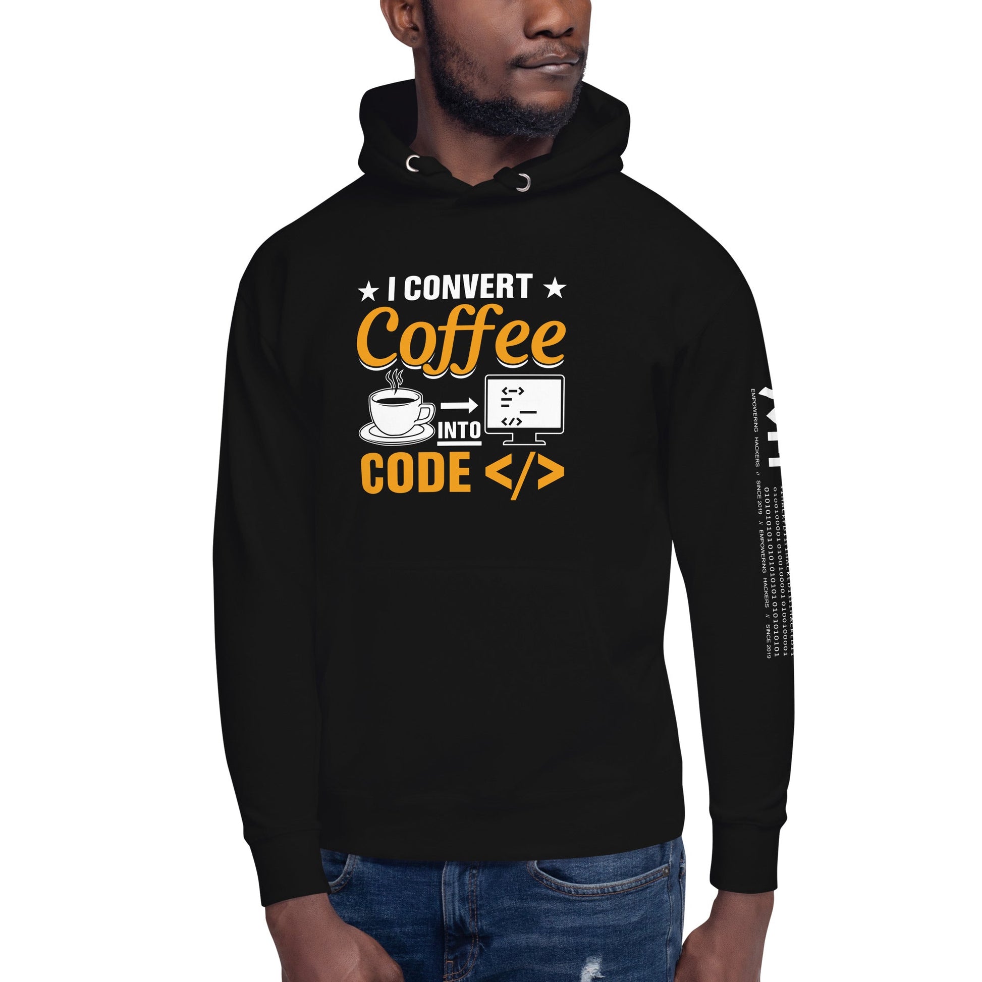 I Convert Coffee into Code </> - Unisex Hoodie by DarkByteGear