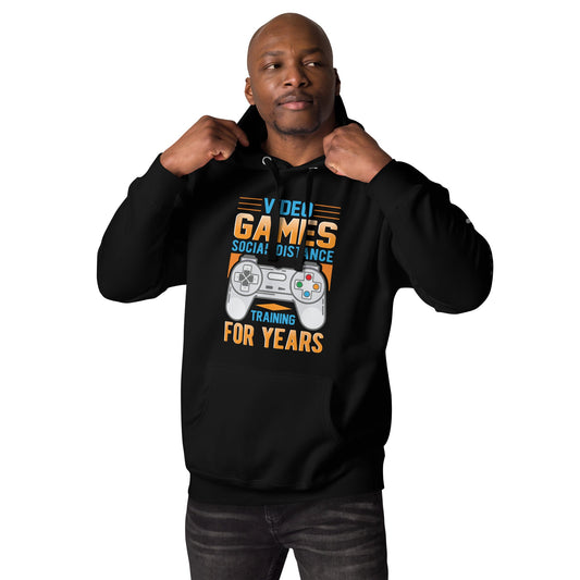 Video Games Social Distance Training for years ( Orange ) - Unisex Hoodie by DarkByteGear