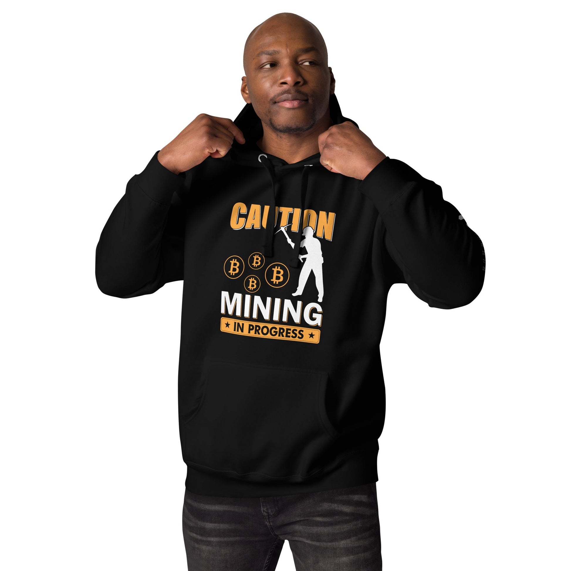 Caution Bitcoin Mining in Progress - Unisex Hoodie by DarkByteGear