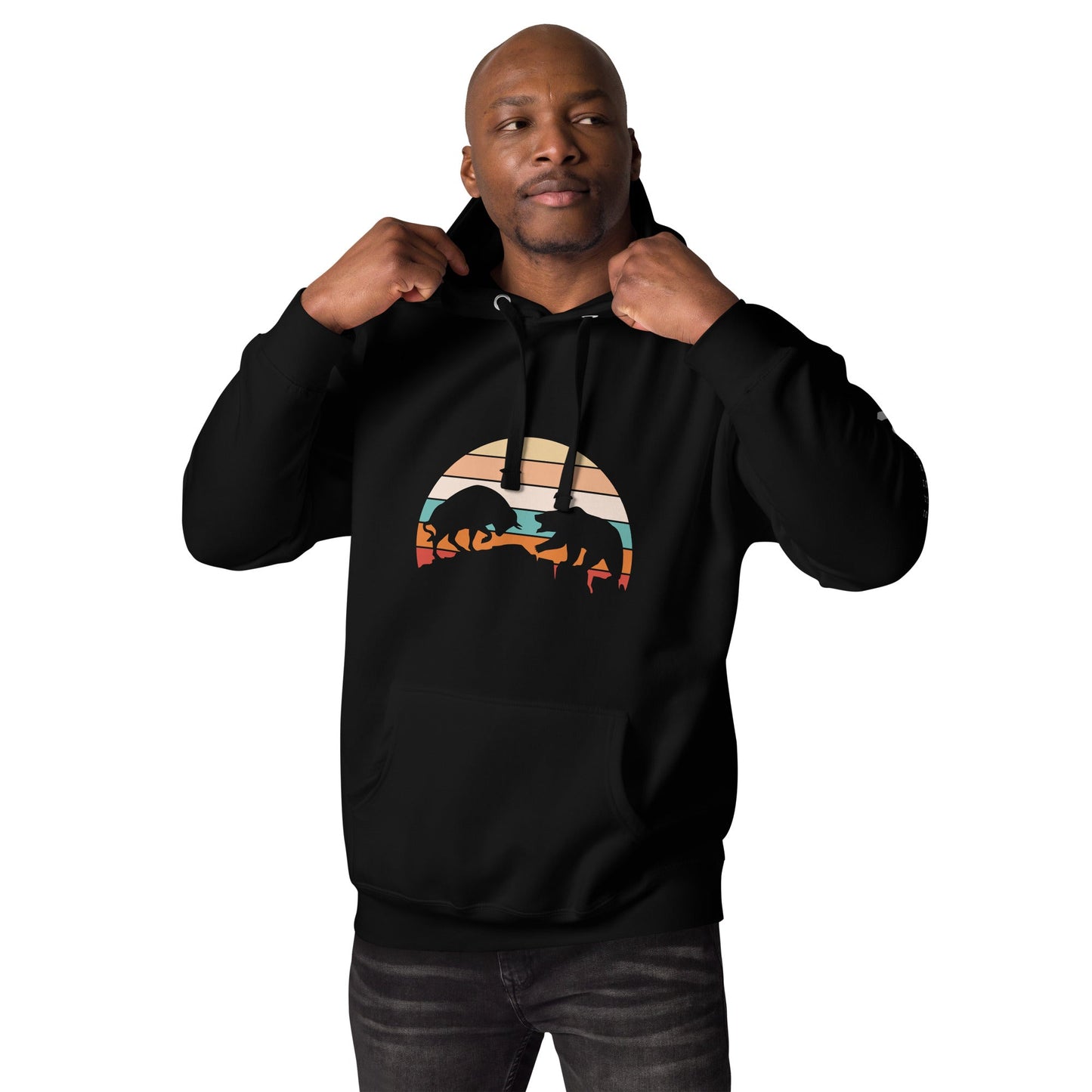Bull Bear Fight in Sunset - Unisex Hoodie by DarkByteGear