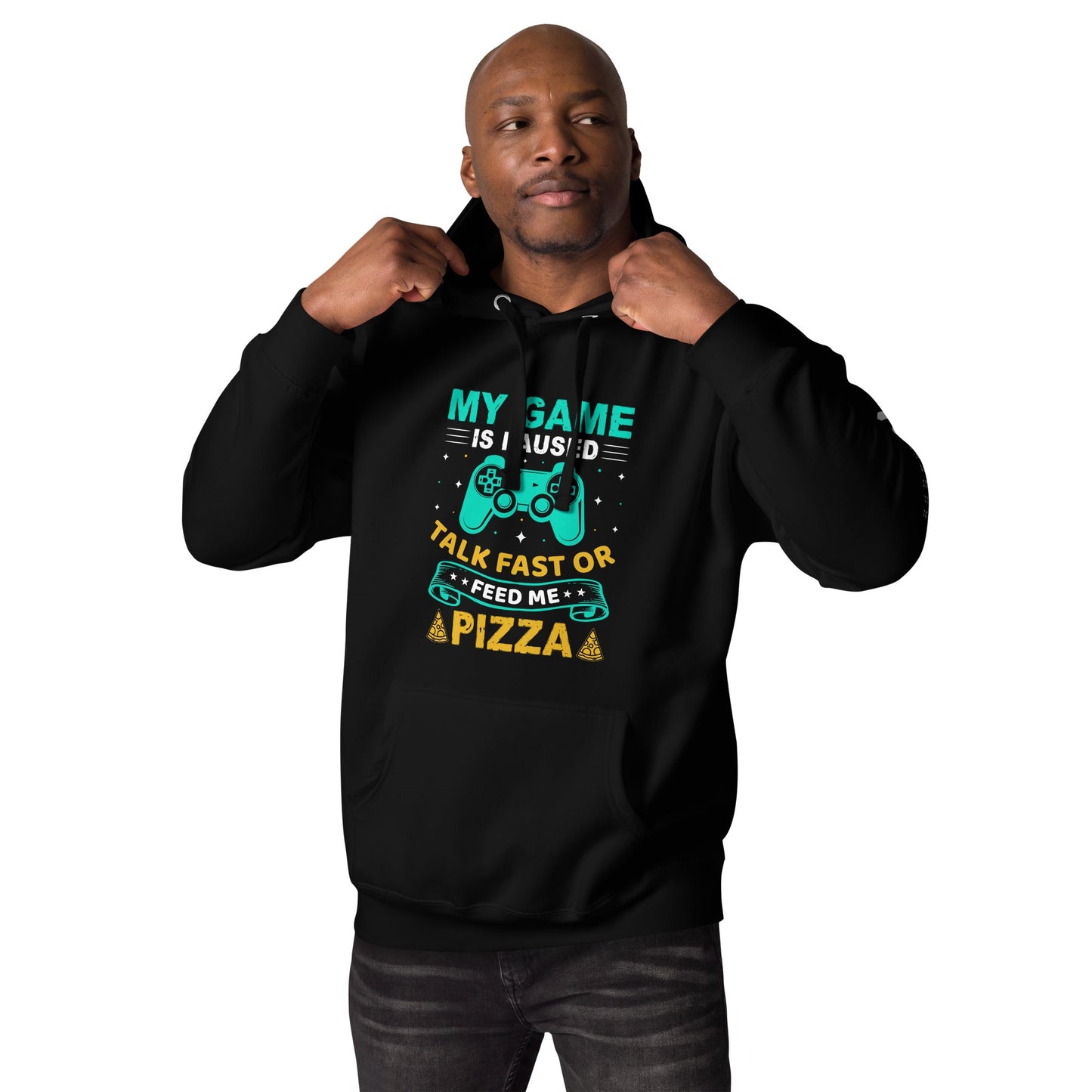 My Game is Paused, Talk Fast or Feed me Pizza - Unisex Hoodie by DarkByteGear
