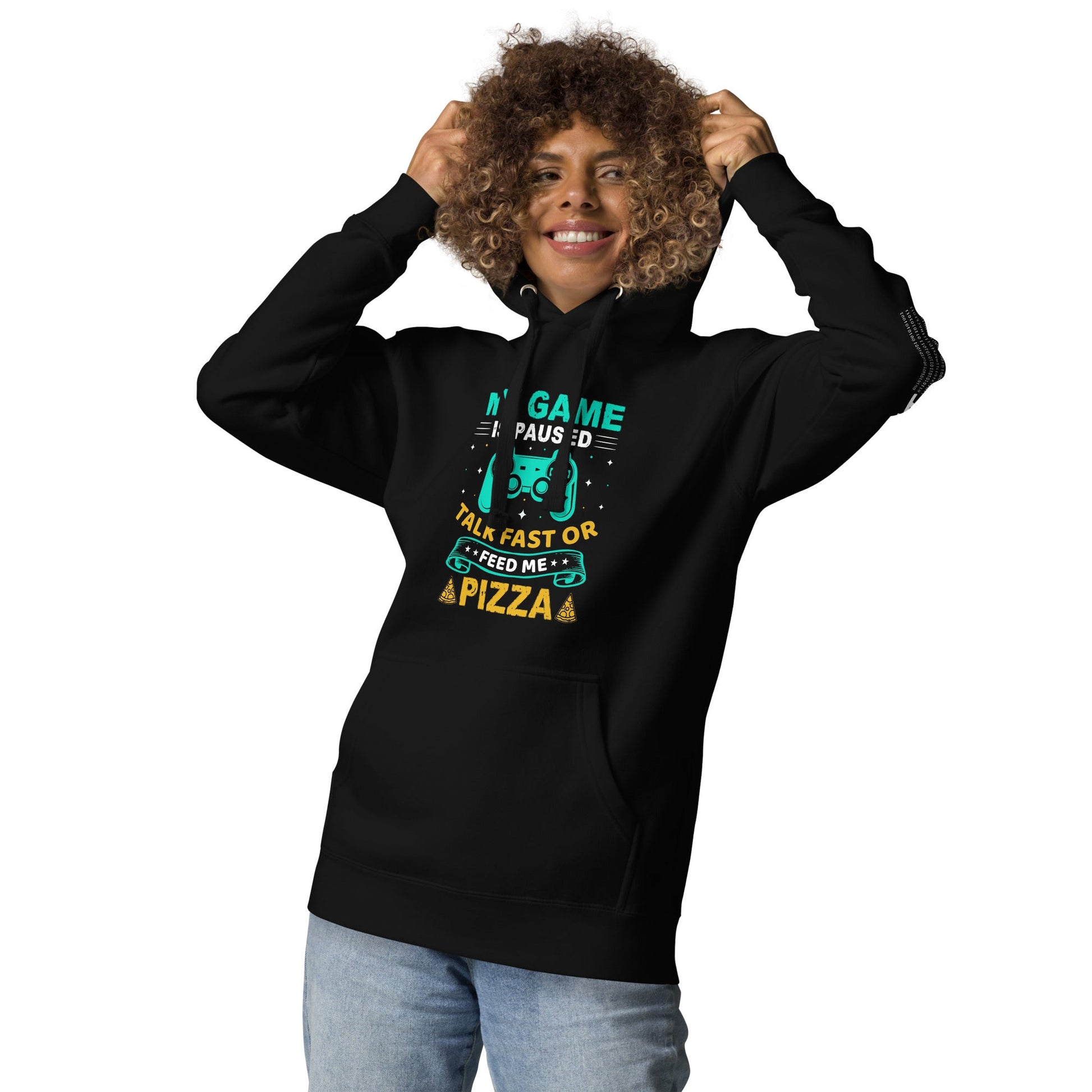 My Game is Paused, Talk Fast or Feed me Pizza - Unisex Hoodie by DarkByteGear