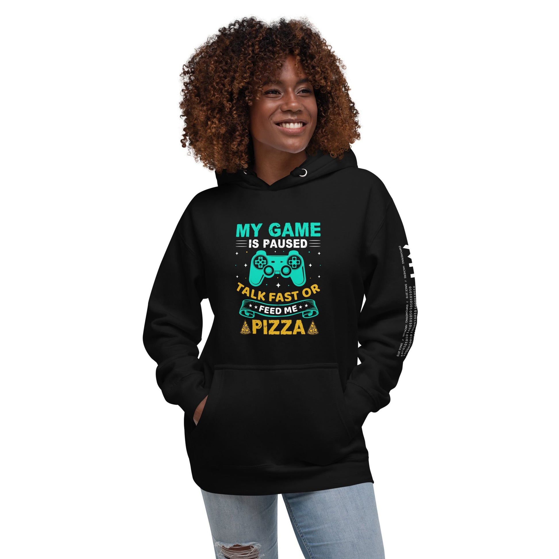 My Game is Paused, Talk Fast or Feed me Pizza - Unisex Hoodie by DarkByteGear