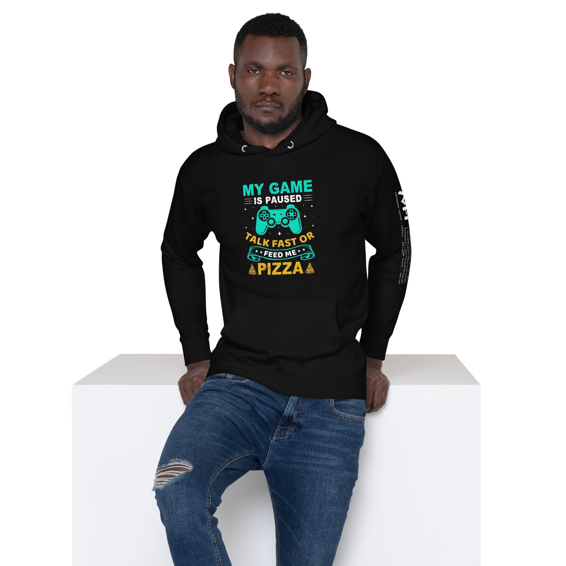 My Game is Paused, Talk Fast or Feed me Pizza - Unisex Hoodie by DarkByteGear