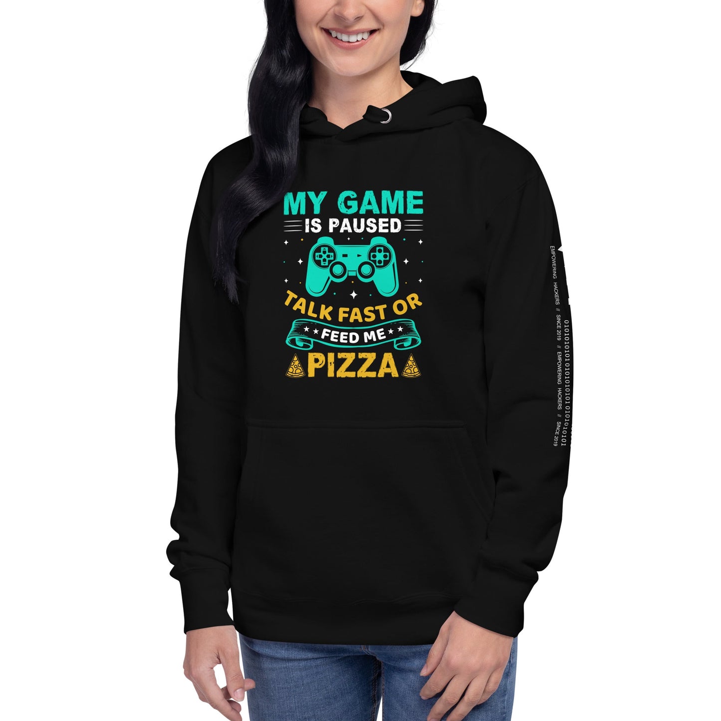 My Game is Paused, Talk Fast or Feed me Pizza - Unisex Hoodie by DarkByteGear