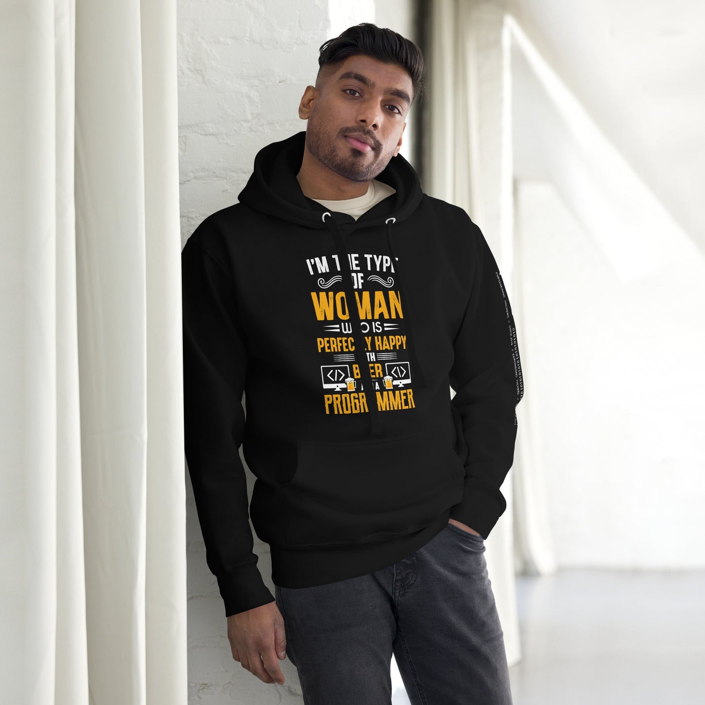 I am the Type of Woman who is perfectly happy with Beer and a Programmer - Unisex Hoodie by DarkByteGear