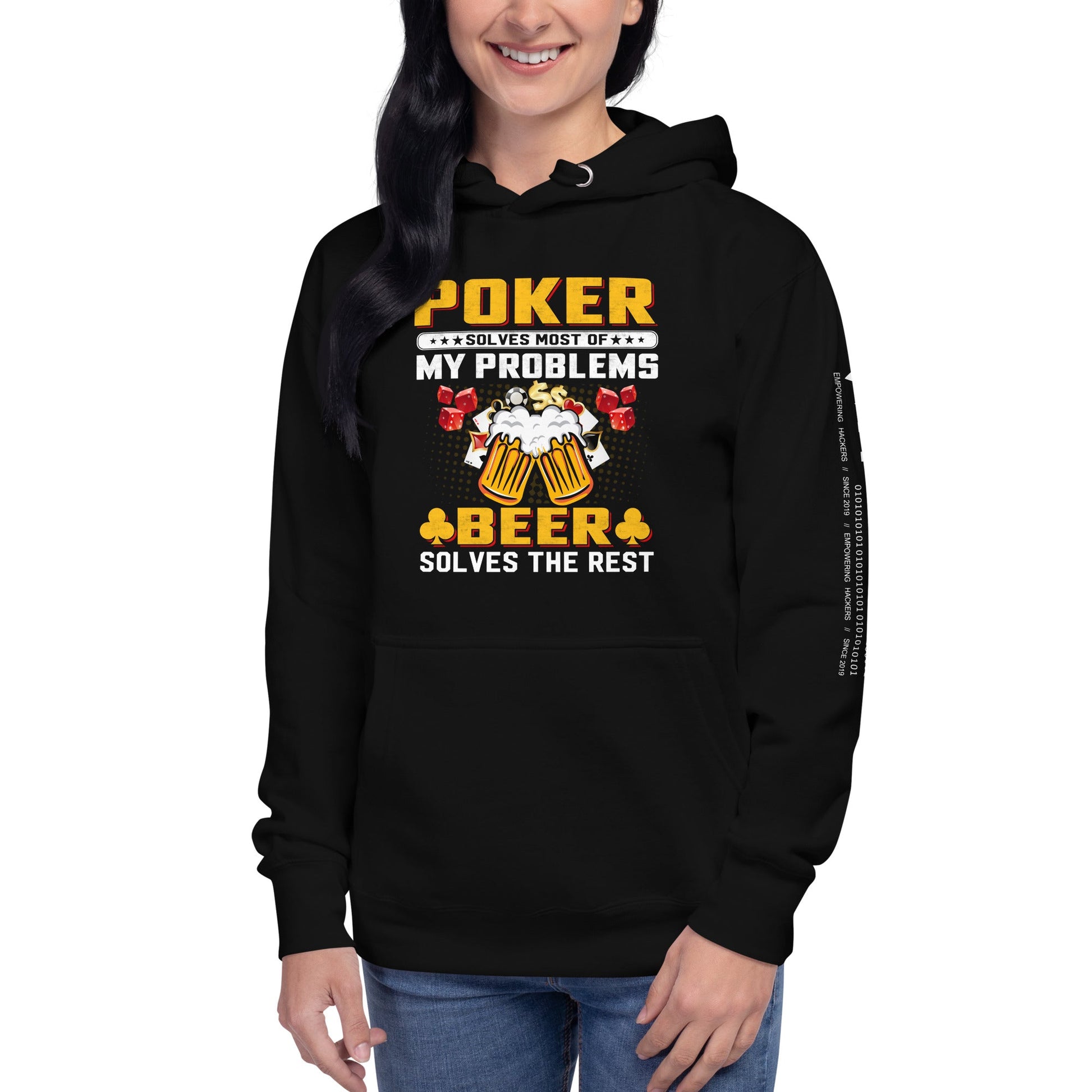 Poker Solves Most of My Problems, but Beer Solves the Rest - Unisex Hoodie by DarkByteGear