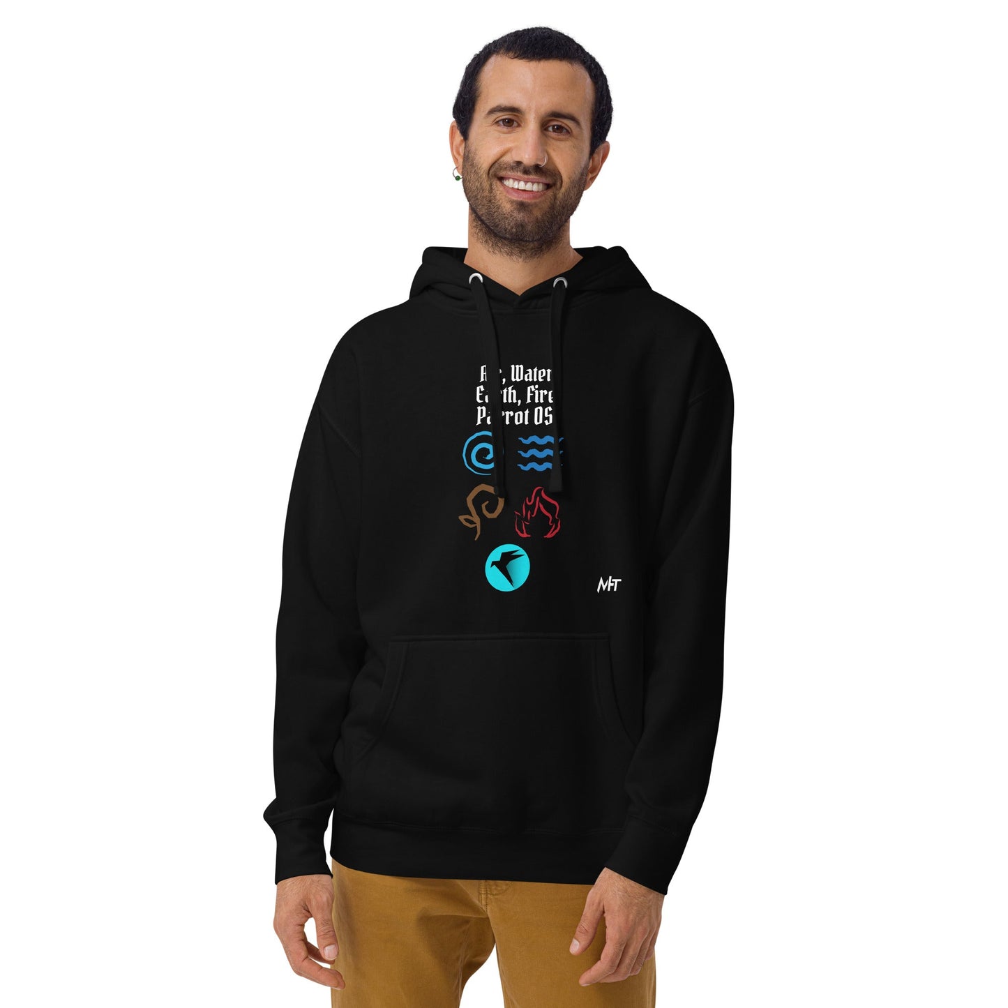 Air, Water, Earth, Fire, Parrot OS - Unisex Hoodie by DarkByteGear