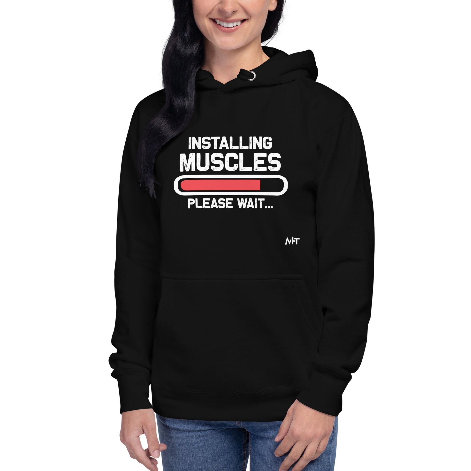 Installing muscles please wait - Unisex Hoodie by DarkByteGear