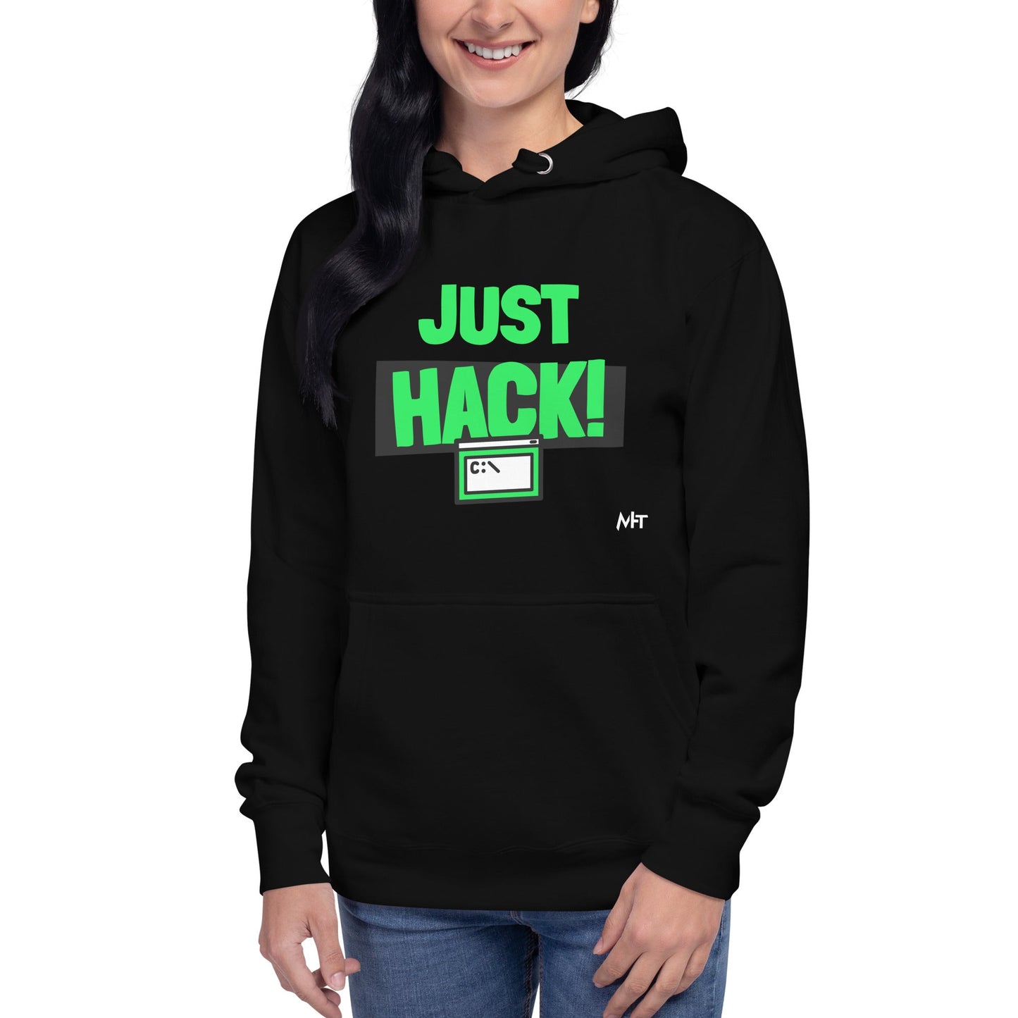 Just Hack (Green text) - Unisex Hoodie by DarkByteGear