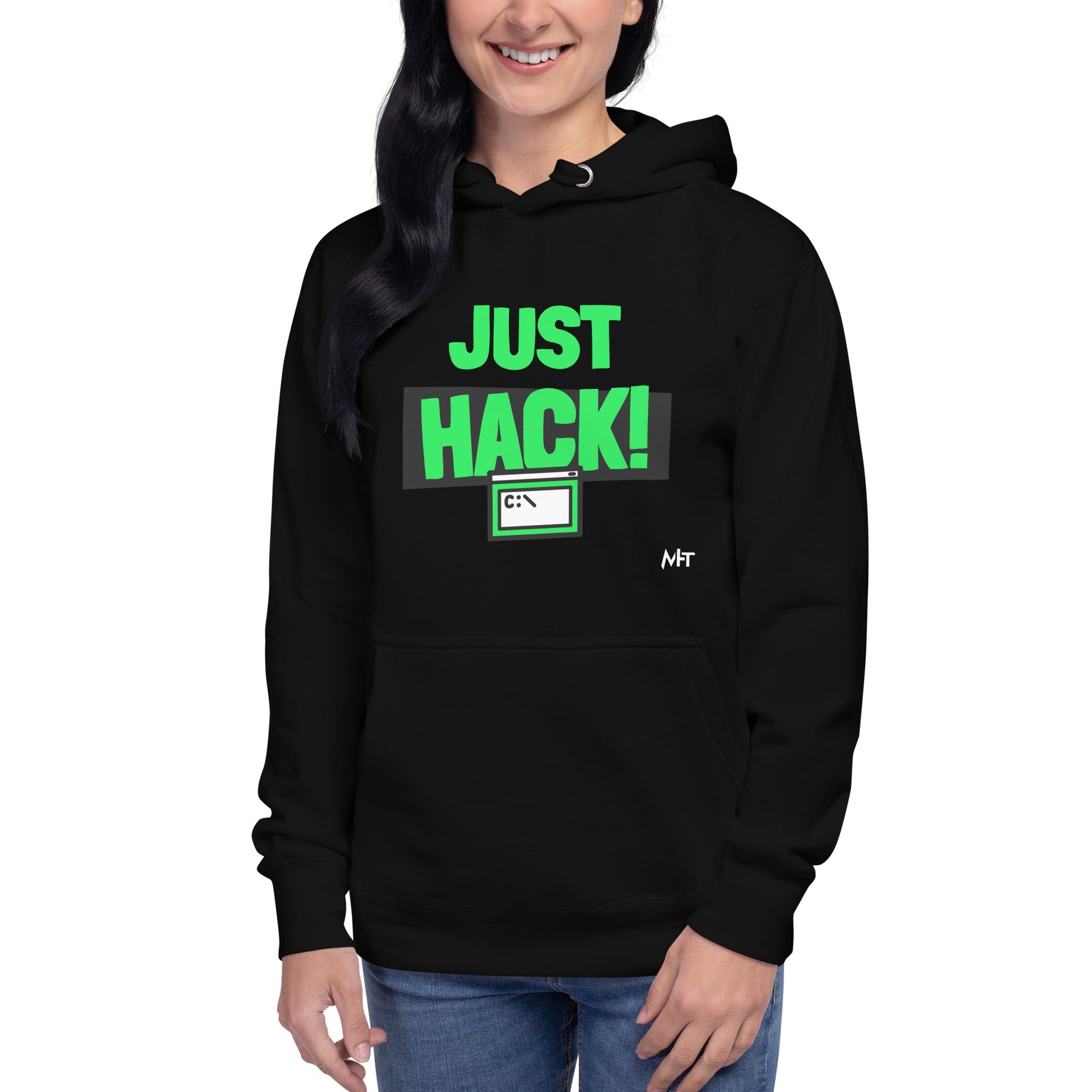 Just Hack (Green text) - Unisex Hoodie by DarkByteGear