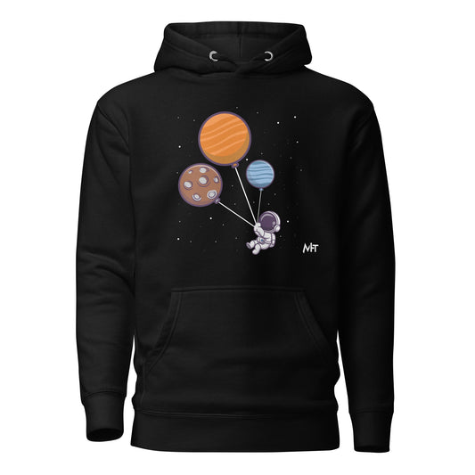 Astronaut with Balloons in Space - Unisex Hoodie by DarkByteGear