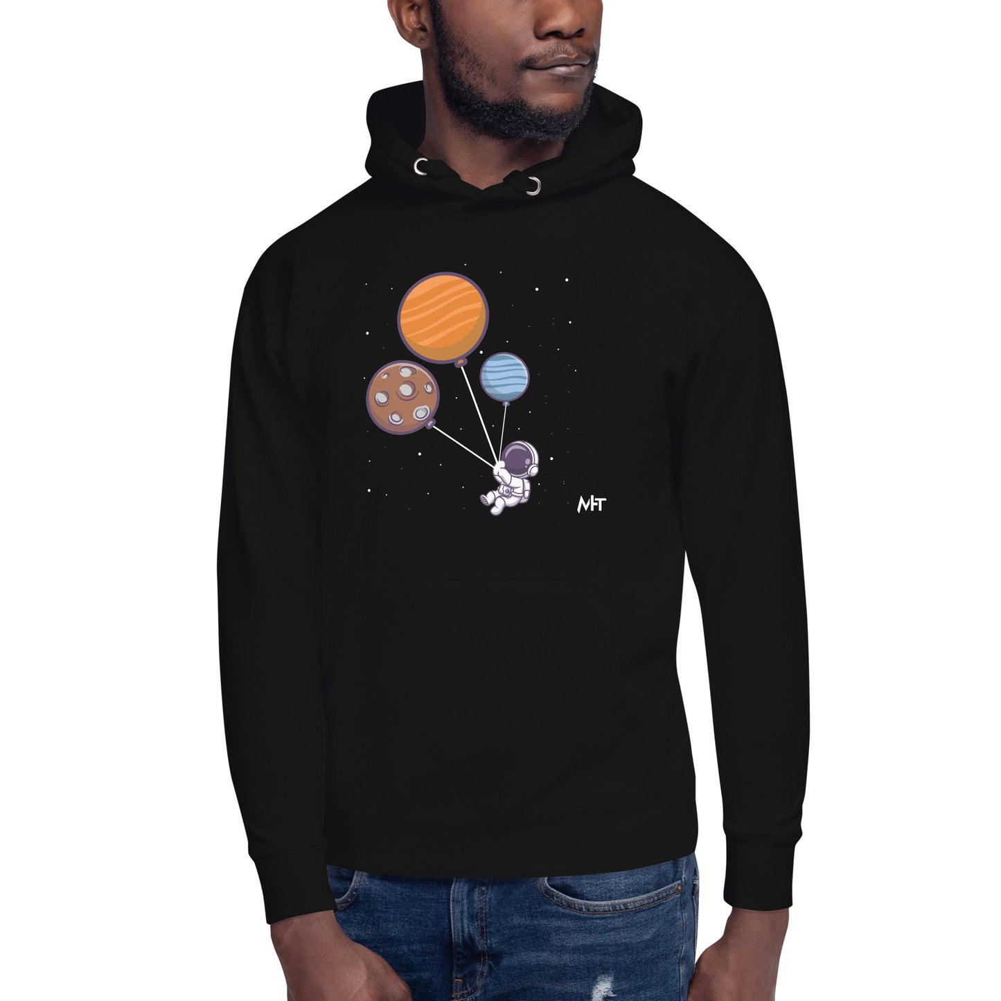 Astronaut with Balloons in Space - Unisex Hoodie by DarkByteGear