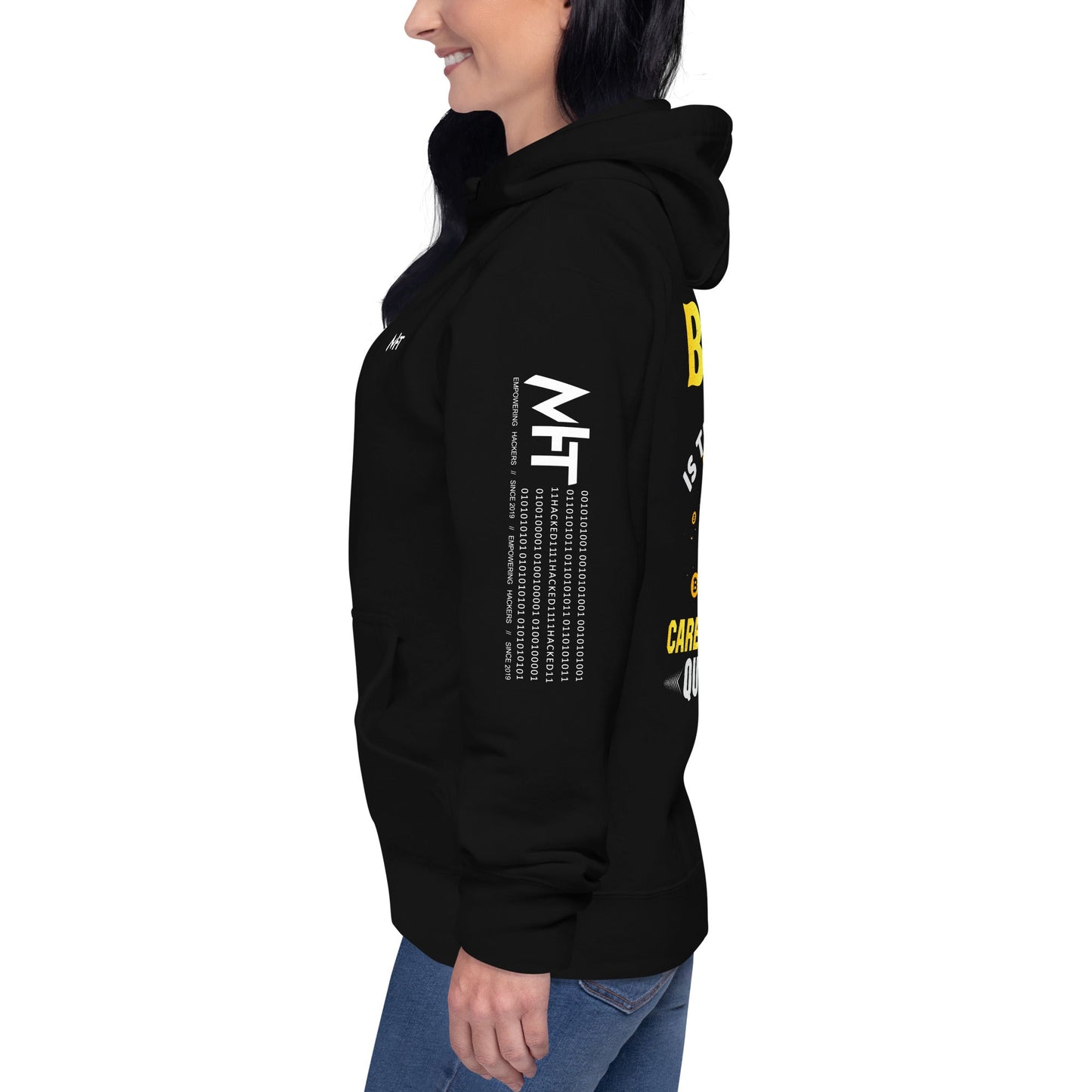 Bitcoin is the Answer! Who Cares what the question is? - Unisex Hoodie ( Back Print ) by DarkByteGear