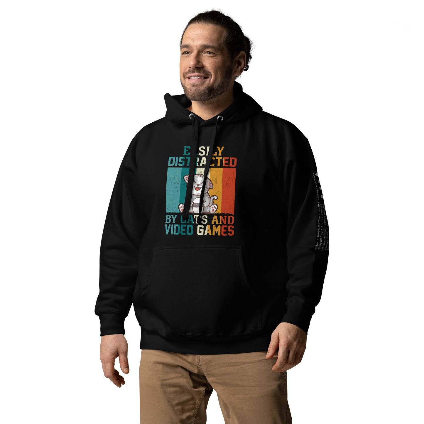 Easily Distracted by Cats and Video games Unisex Hoodie by DarkByteGear