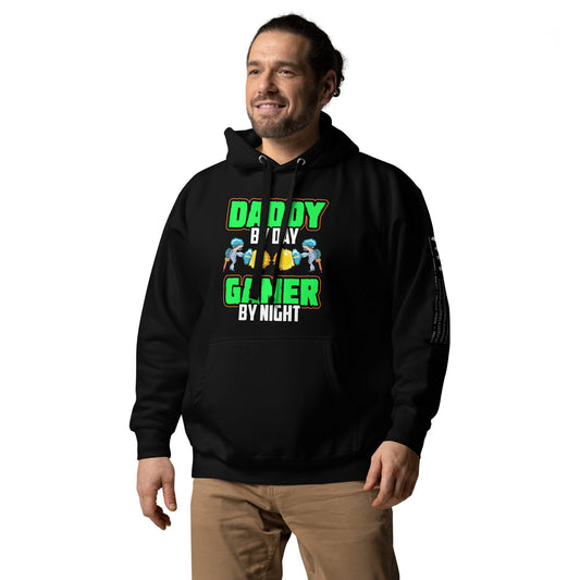 Daddy by Day, Gamer by Night Unisex Hoodie by DarkByteGear