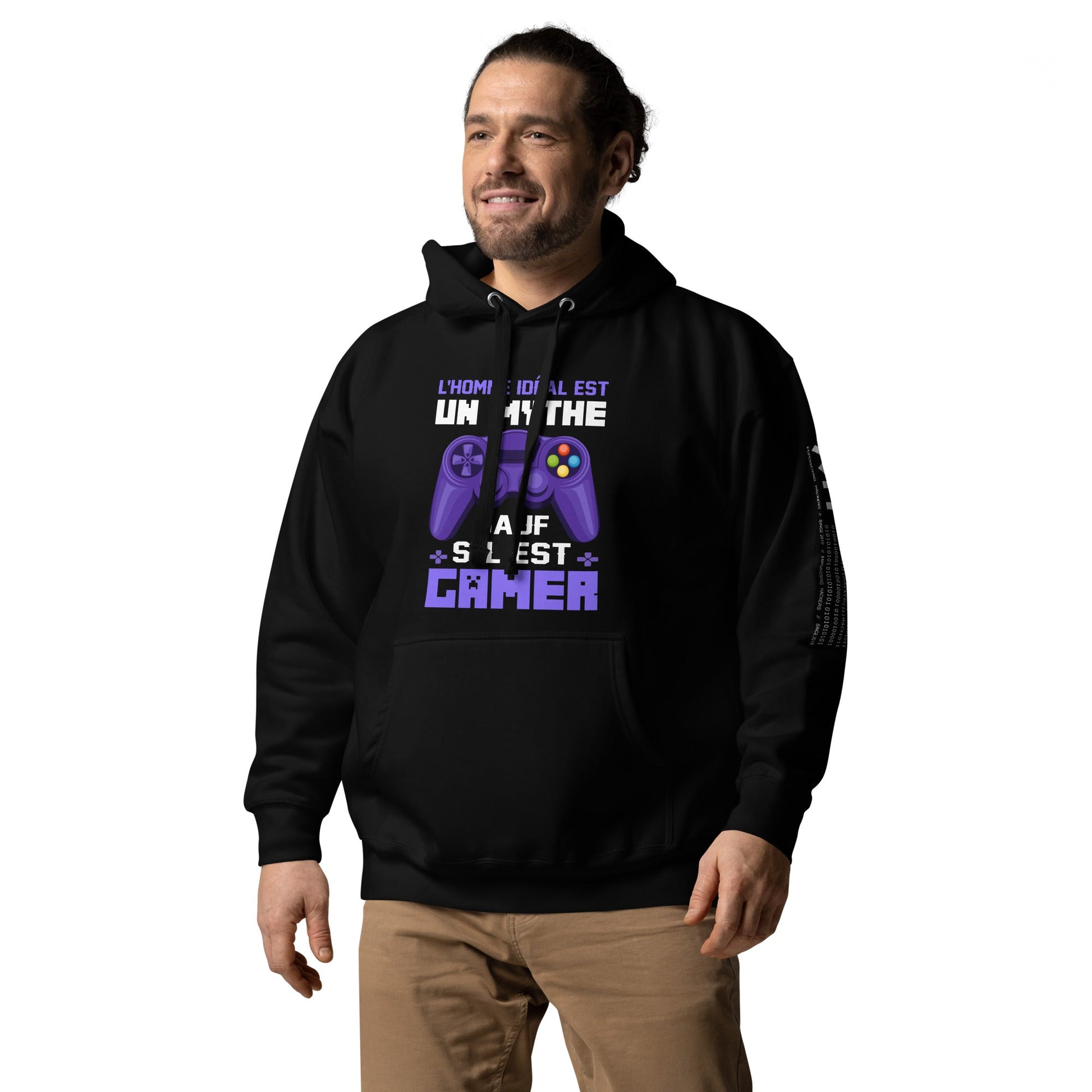 L'HOMME IDEAL EST UN MYTHE SAUF S'IL EST GAMER - Unisex Hoodie by DarkByteGear