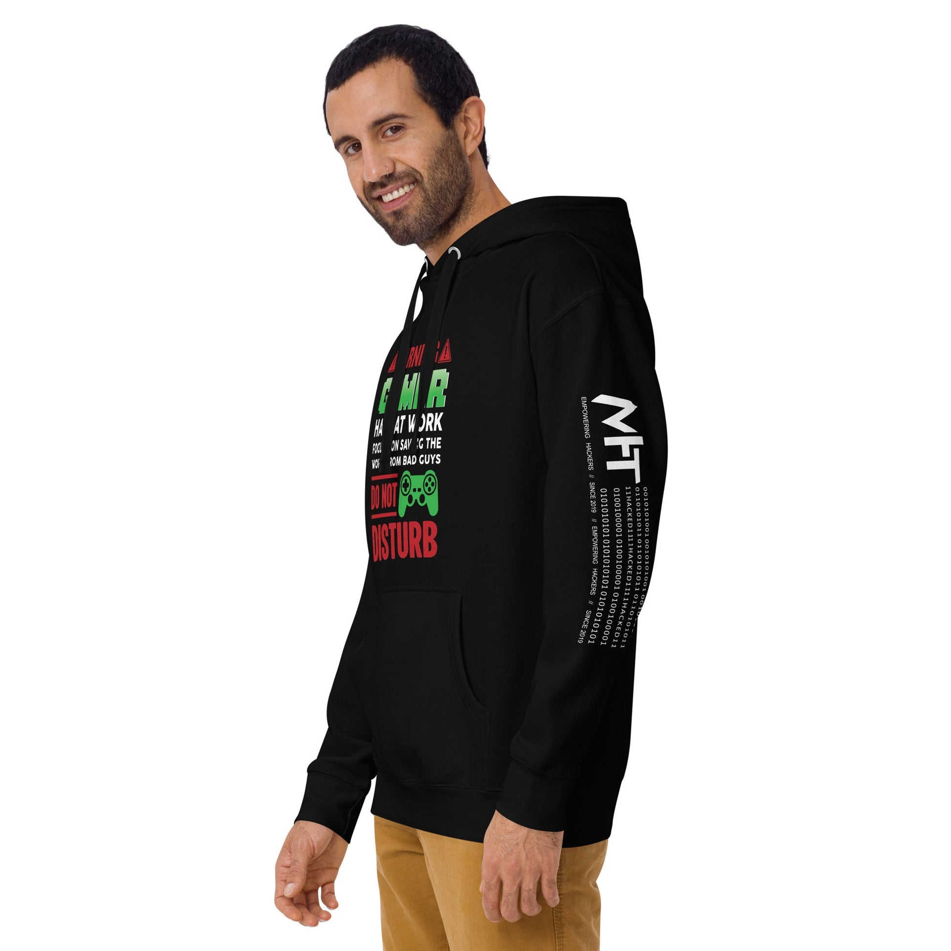 Warning! Gamer Hard at Work, DND - Unisex Hoodie by DarkByteGear