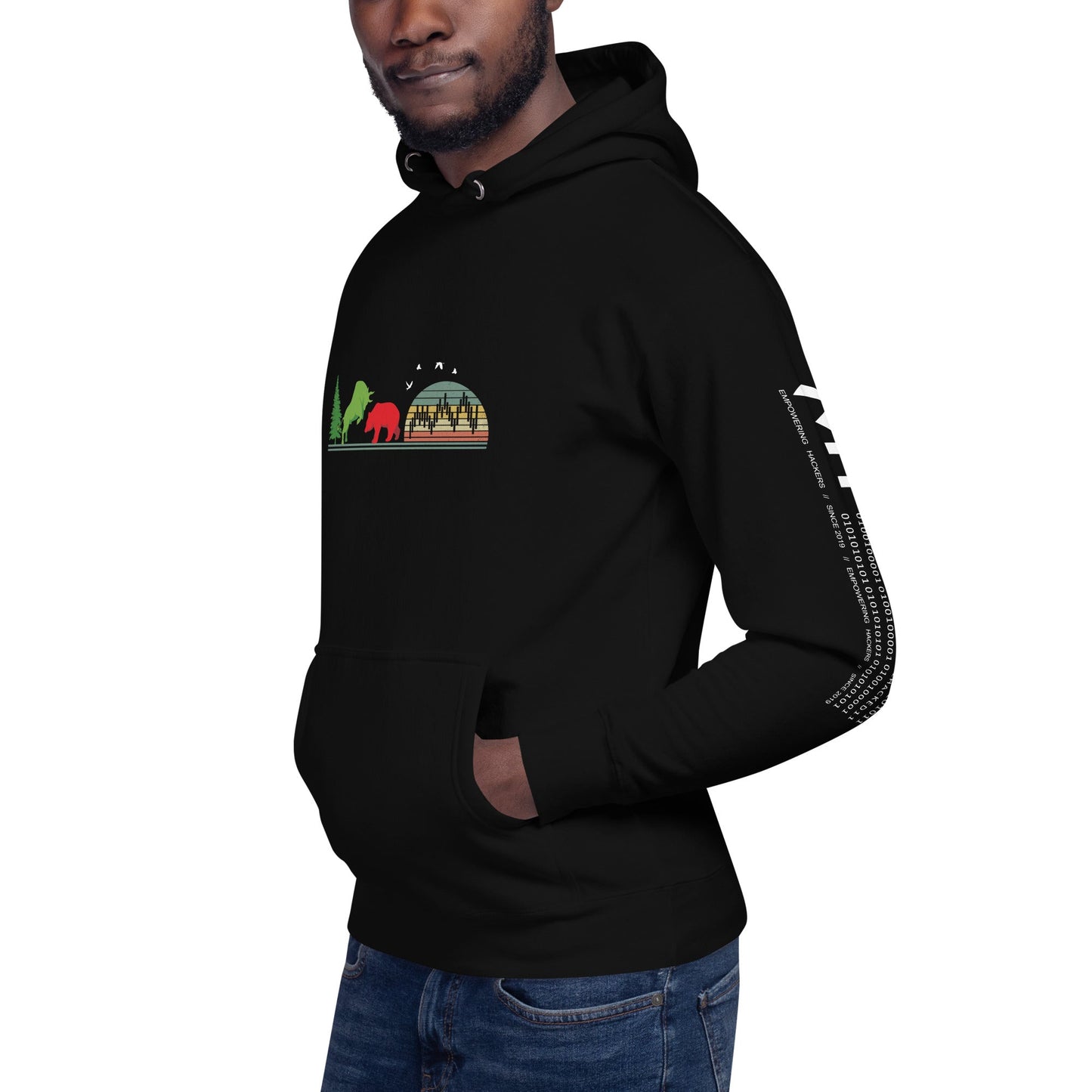 Pine tree Green Bull Read Bear Trading - Unisex Hoodie by DarkByteGear