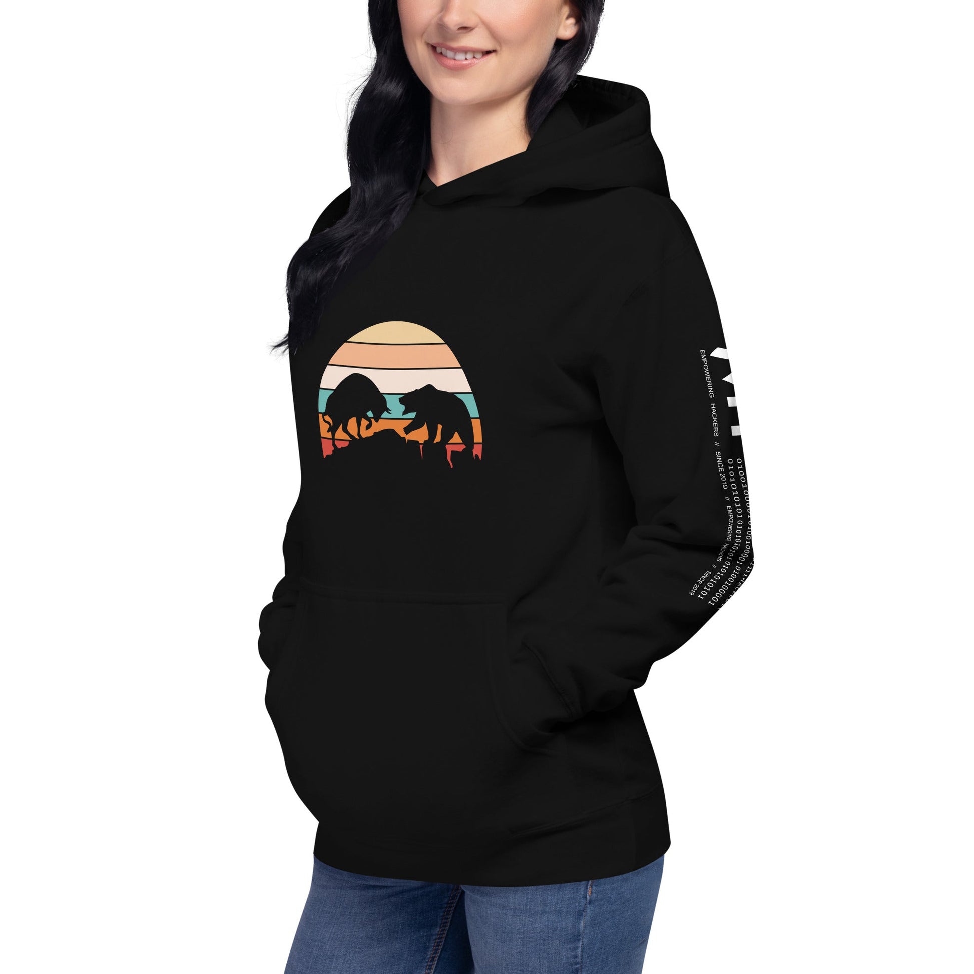 Bull Bear Fight in Sunset - Unisex Hoodie by DarkByteGear