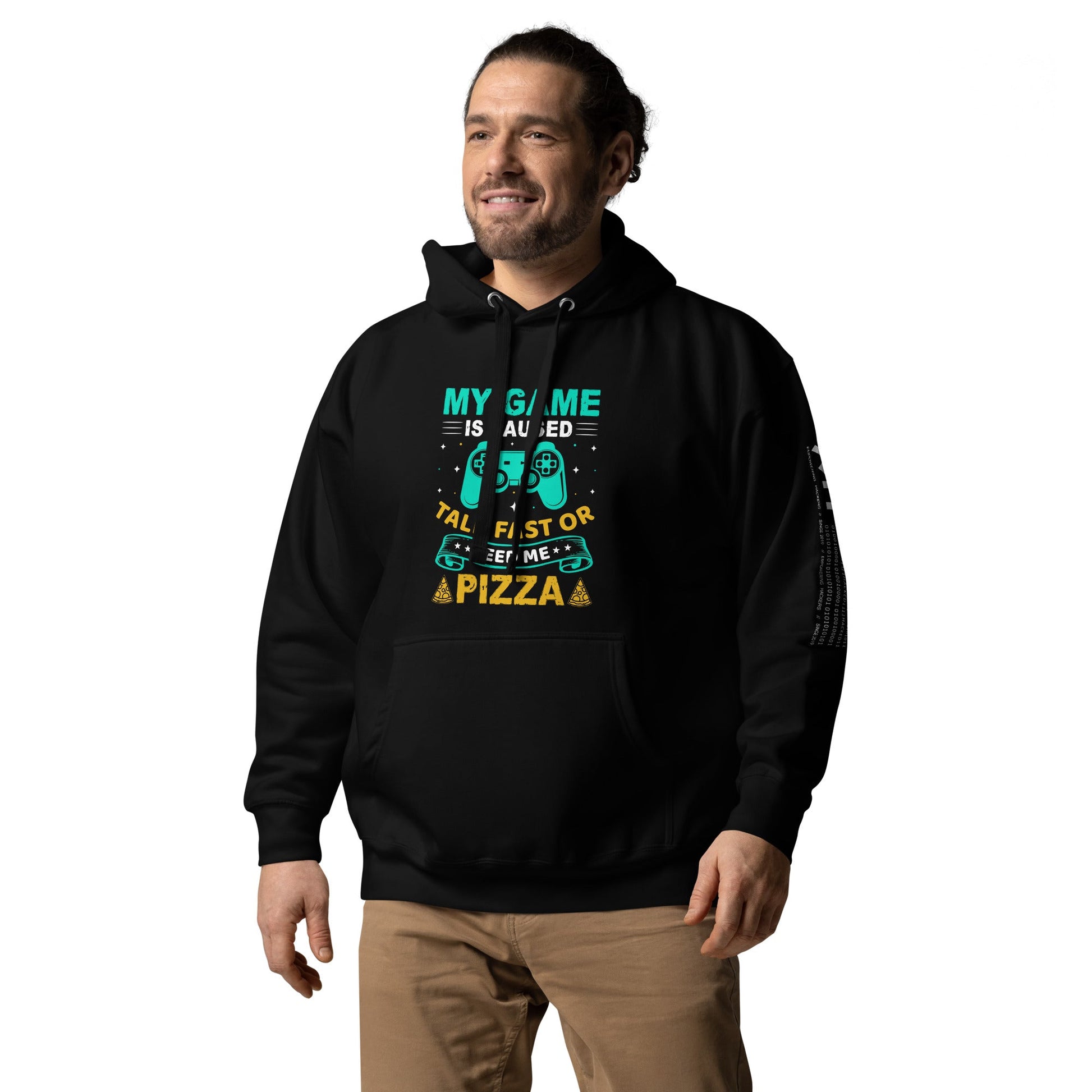 My Game is Paused, Talk Fast or Feed me Pizza - Unisex Hoodie by DarkByteGear