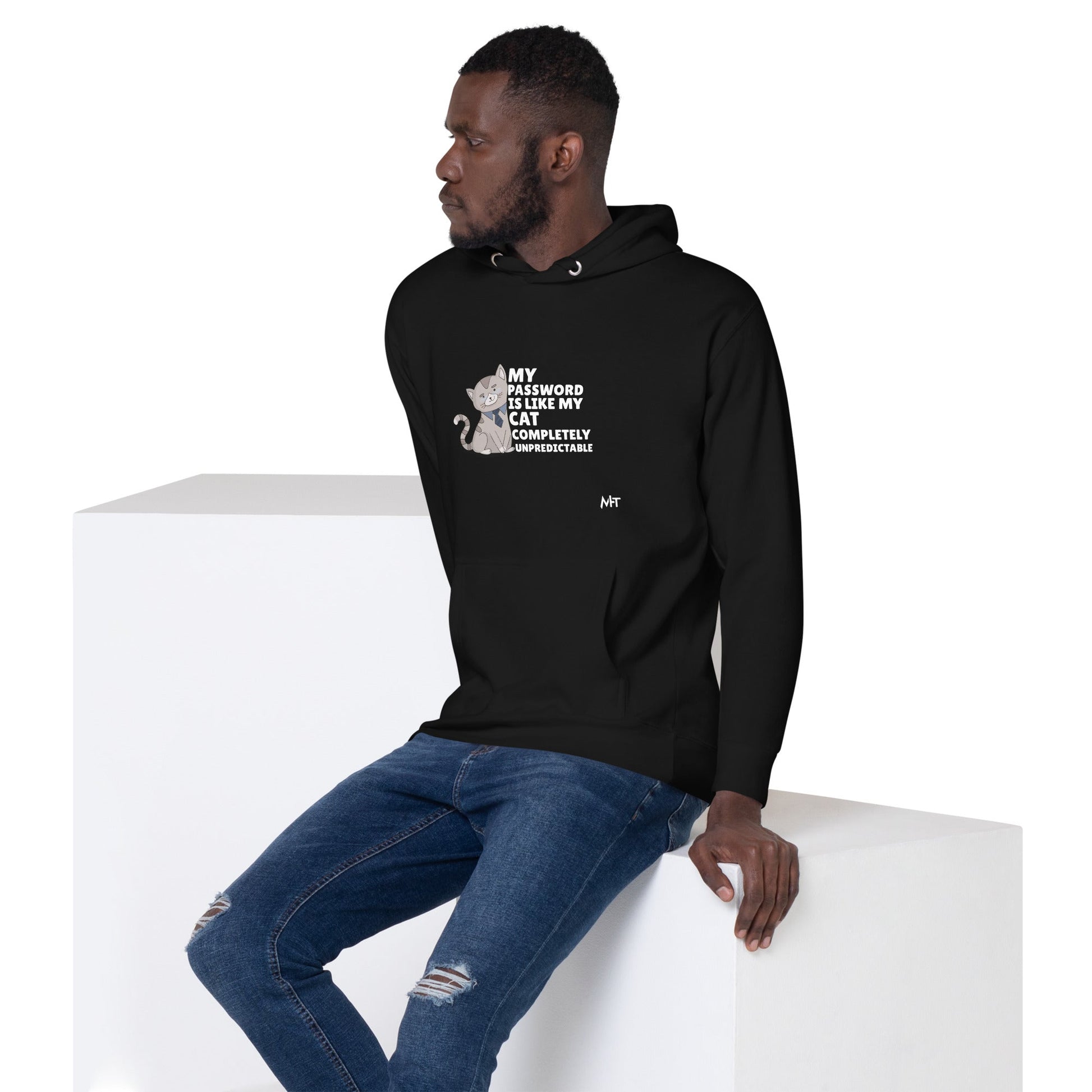 My password is like my cat completely unpredictable - Unisex Hoodie by DarkByteGear