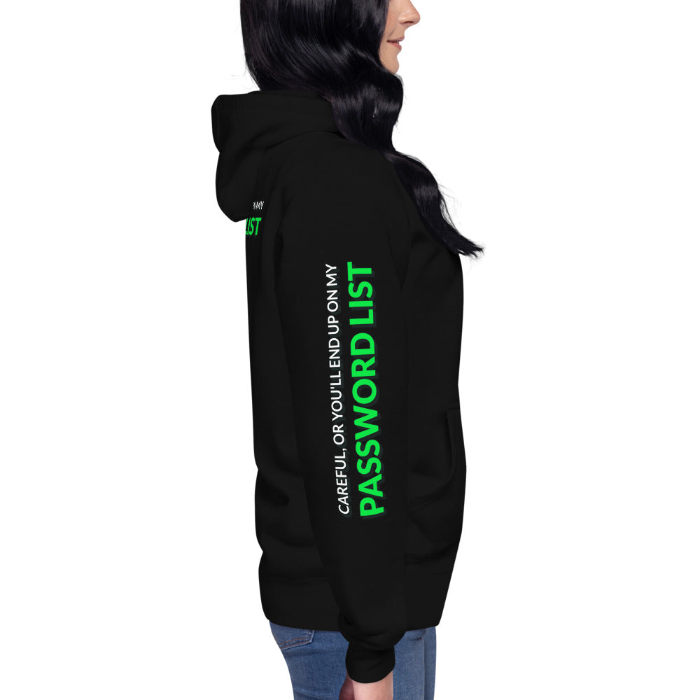 Password List - Unisex Hoodie (back print ) by DarkByteGear
