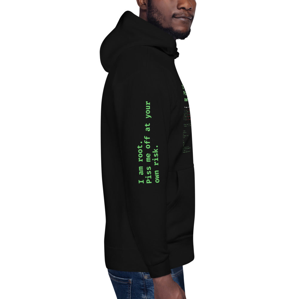 I am root. Piss me off at your own risk - Unisex Hoodie by DarkByteGear
