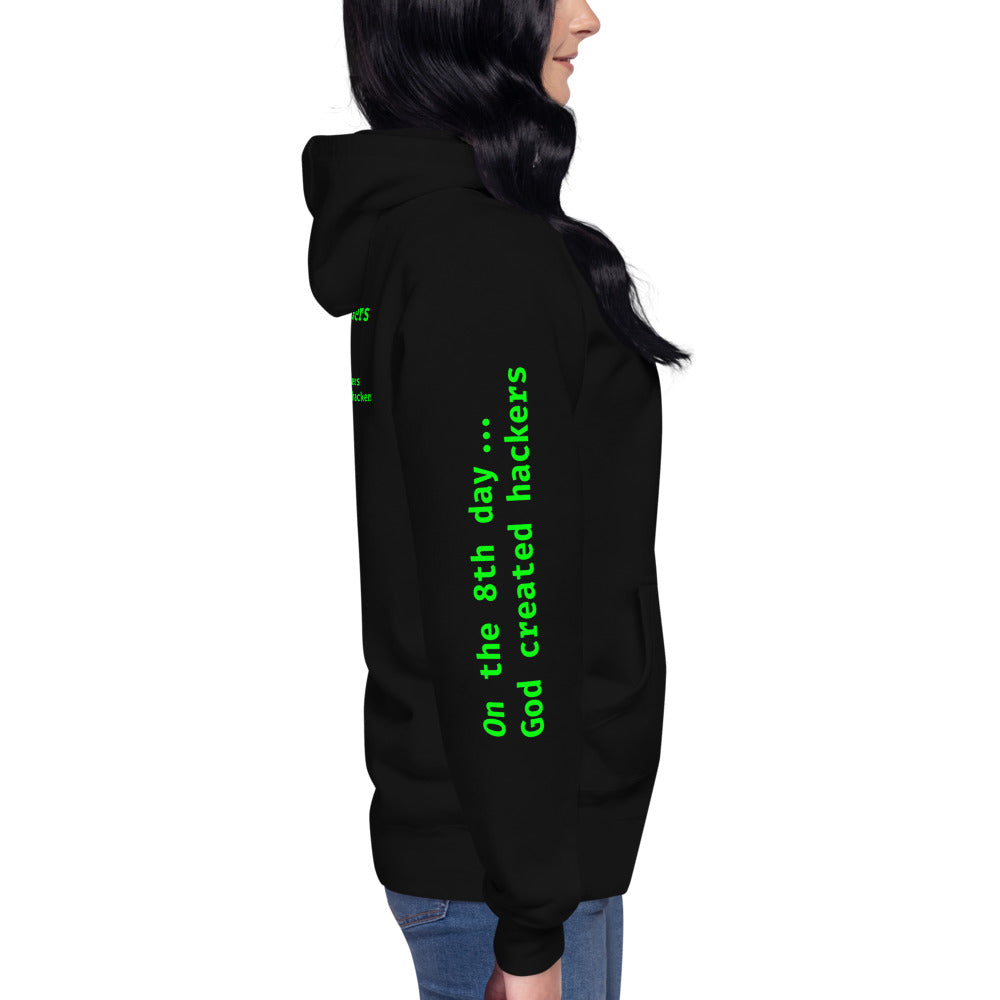 On the 8th day God created hackers - Unisex Hoodie (back print) by DarkByteGear