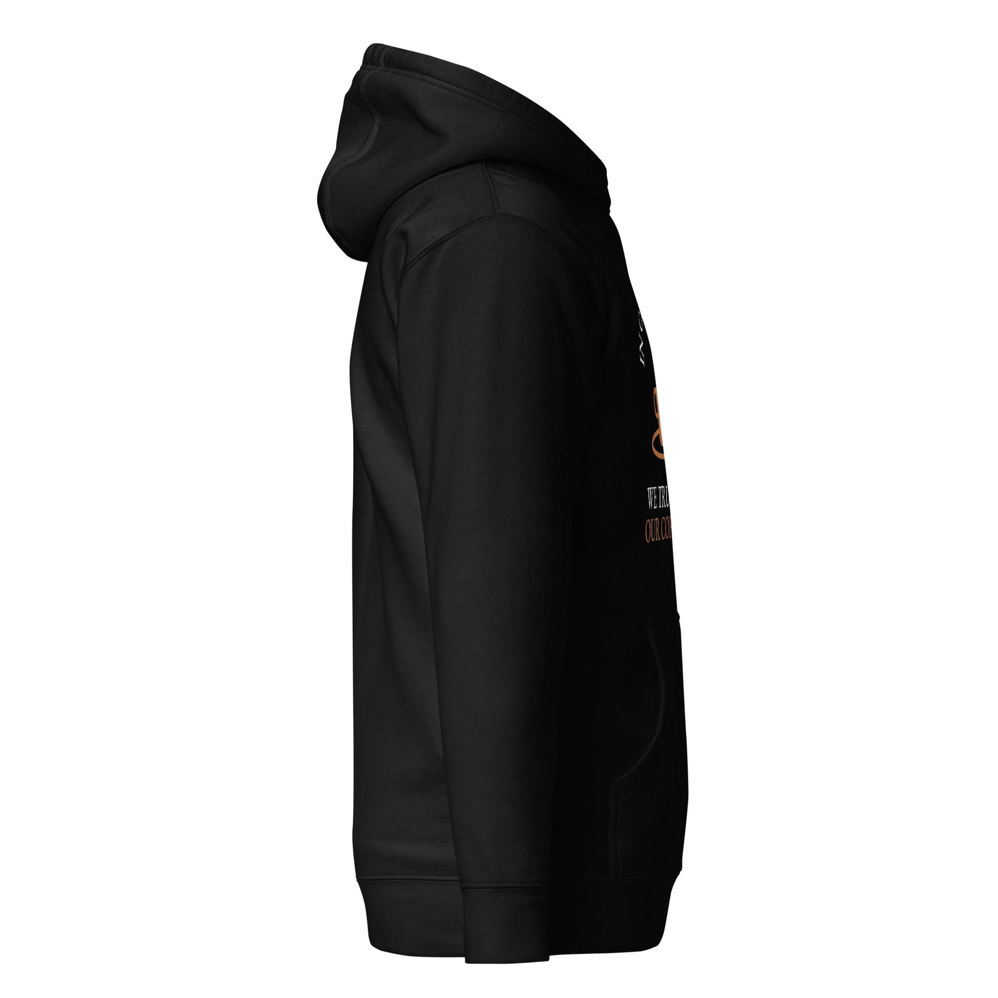In cryptography, we trust... our coffee (Orange Text) - Unisex Hoodie by DarkByteGear