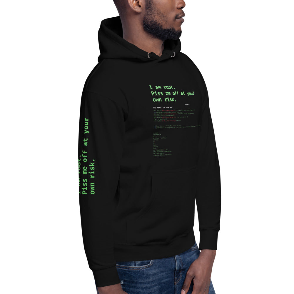 I am root. Piss me off at your own risk - Unisex Hoodie by DarkByteGear