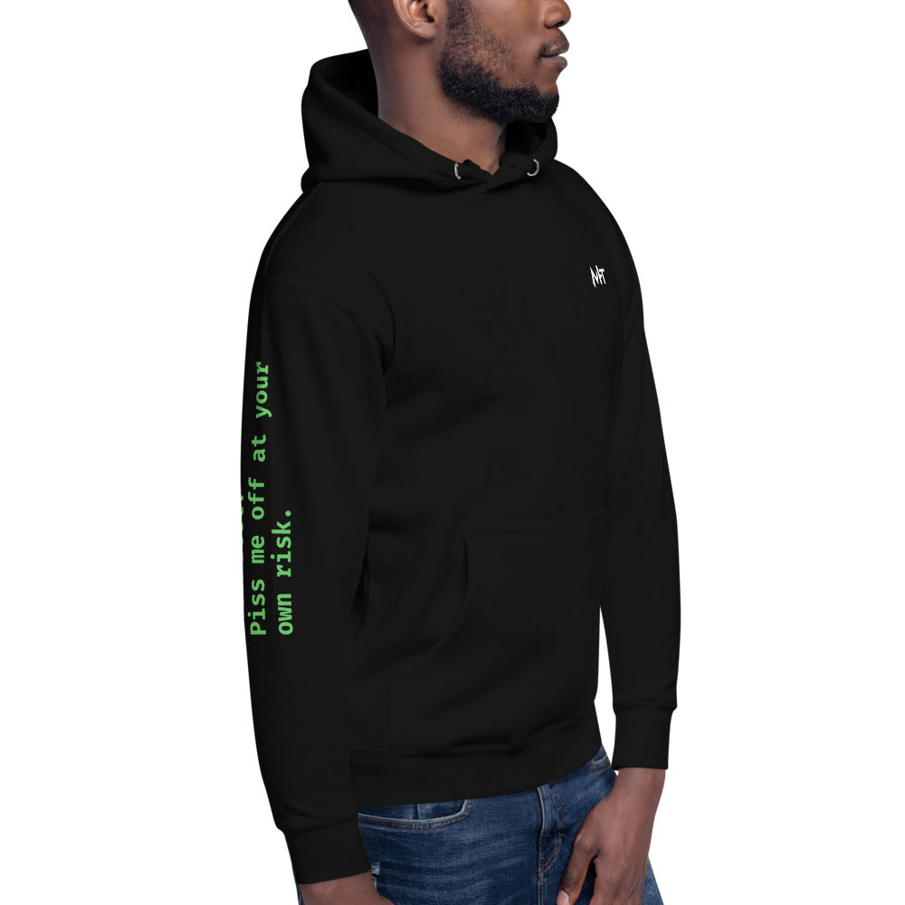 I am root. Piss me off at your own risk - Unisex Hoodie (back print) by DarkByteGear