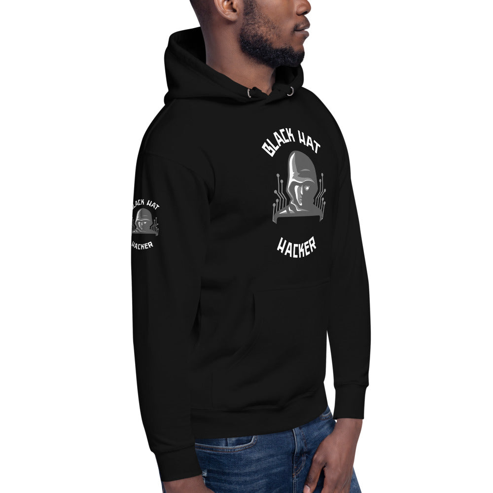 Black Hat Hacker - Unisex Hoodie (back print ) by DarkByteGear