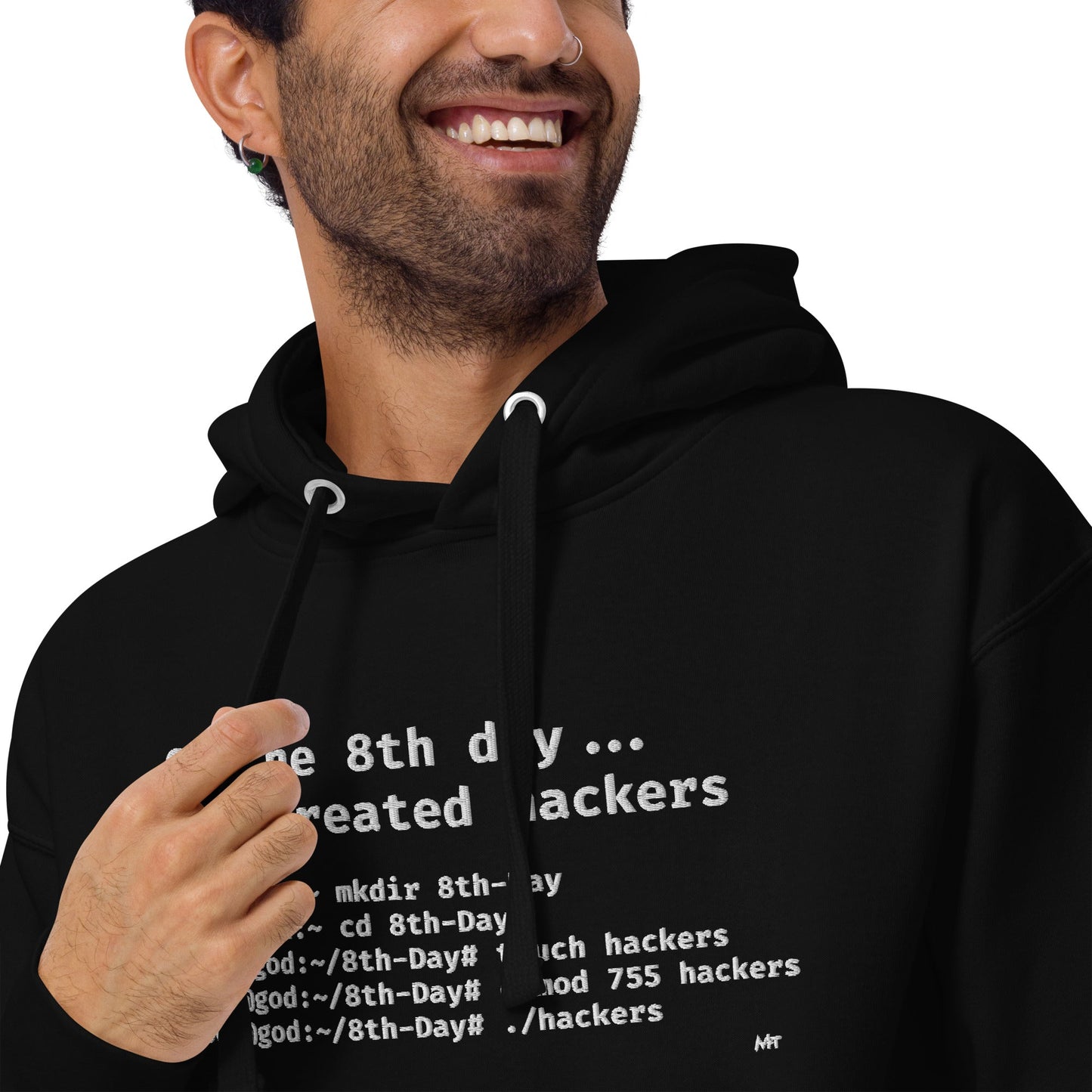 On the 8th day God created hackers - Unisex Hoodie (embroidered) by DarkByteGear