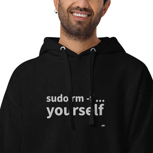Sudo rm -f yourself - Unisex Hoodie (embroidered) by DarkByteGear
