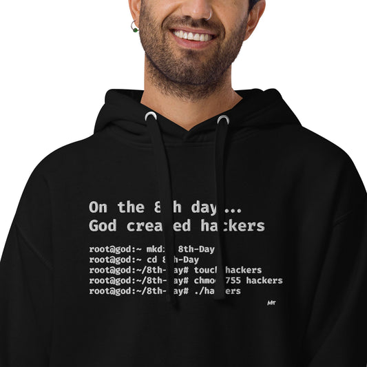 On the 8th day God created hackers - Unisex Hoodie (embroidered) by DarkByteGear
