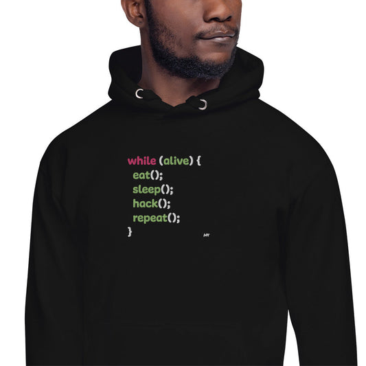 Eat sleep hack repeat - Unisex Hoodie (embroidered) by DarkByteGear