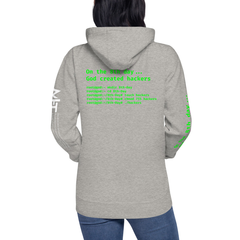 On the 8th day God created hackers - Unisex Hoodie (back print) by DarkByteGear