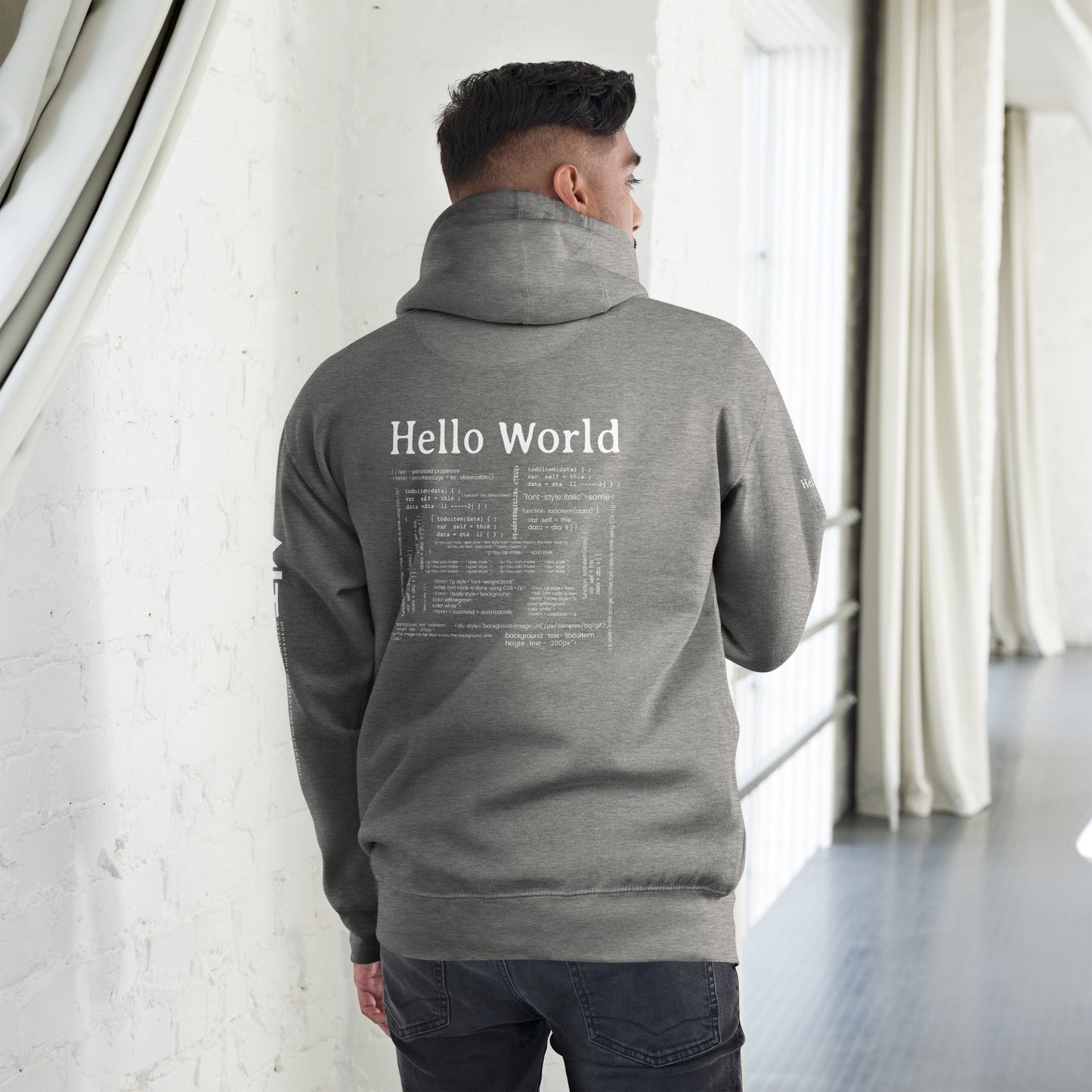 Hello world - Unisex Hoodie (back print) by DarkByteGear