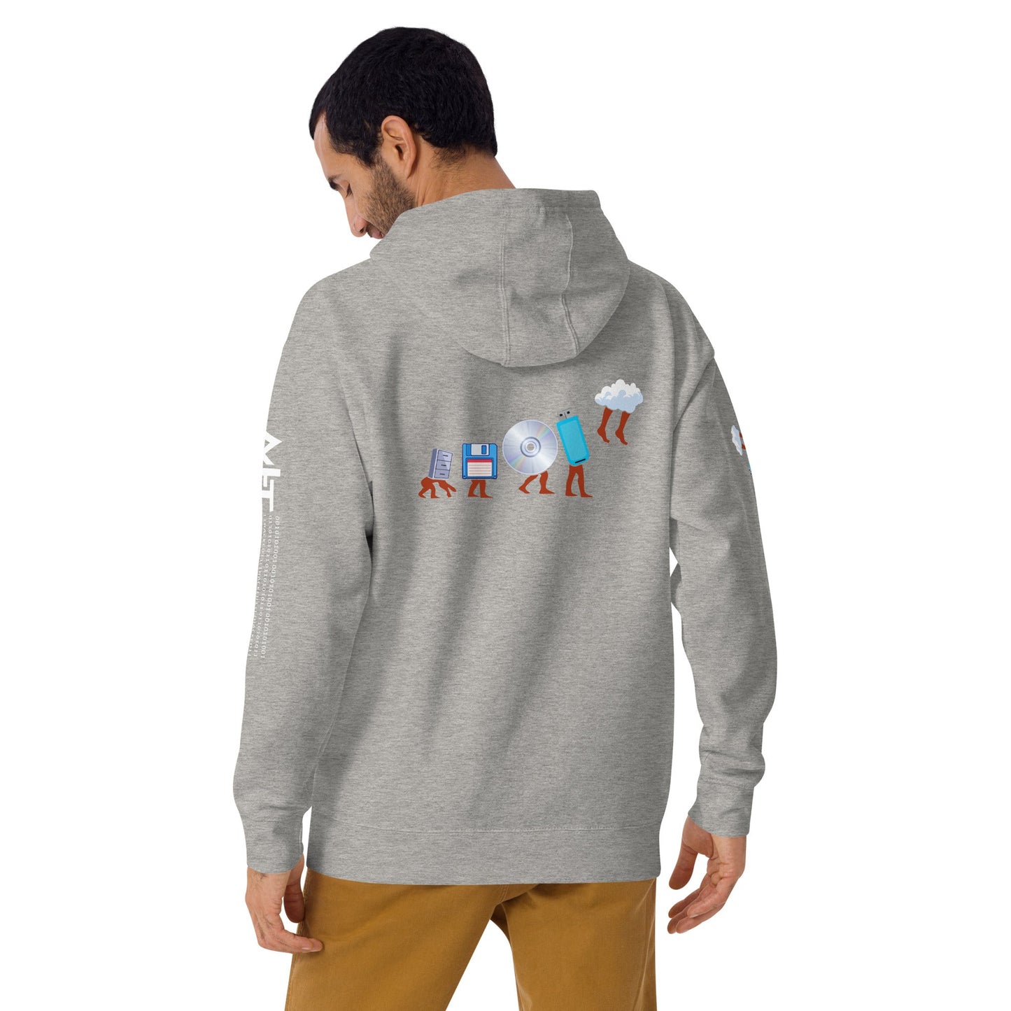Evolution of data storage - Unisex Hoodie (back print) by DarkByteGear