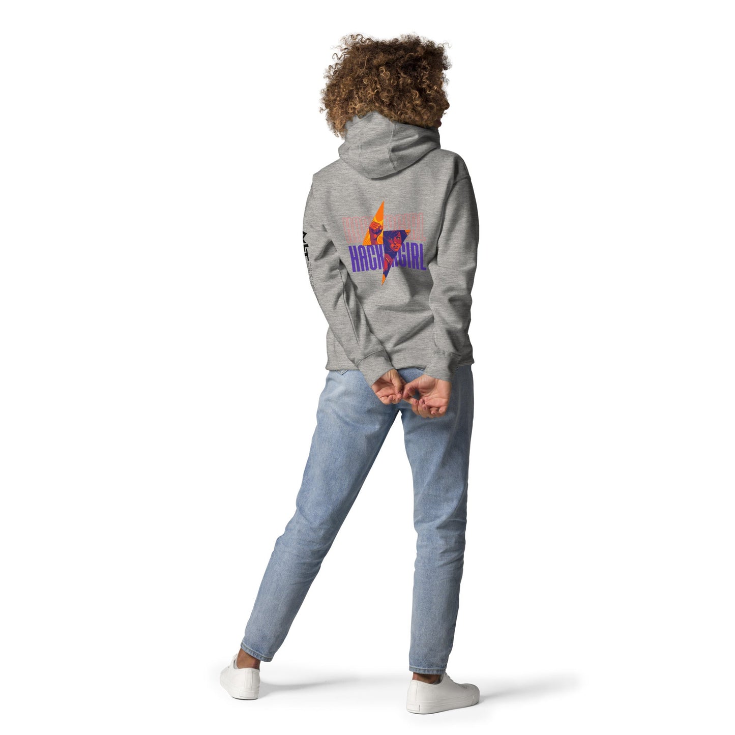 Hacker Girl V1 in Dark Color Text - Unisex Hoodie ( Back Print ) by DarkByteGear