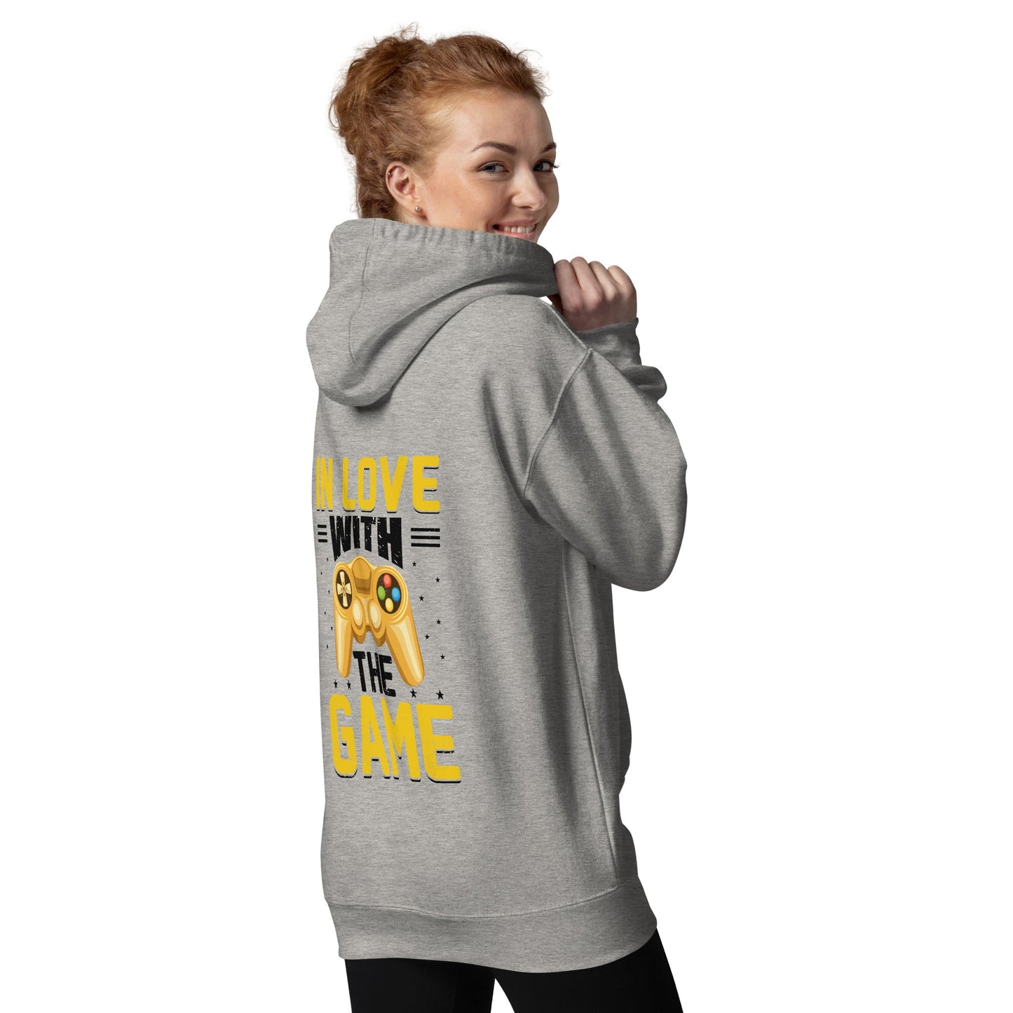 In Love With The Game in Dark Text - Unisex Hoodie ( Back Print ) by DarkByteGear