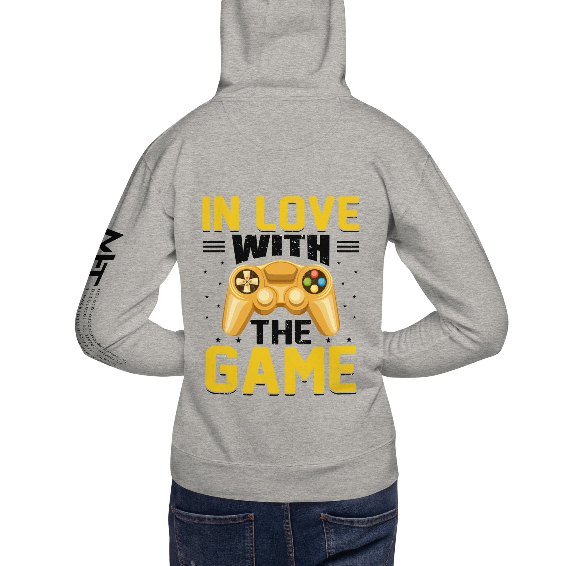 In Love With The Game in Dark Text - Unisex Hoodie ( Back Print ) by DarkByteGear
