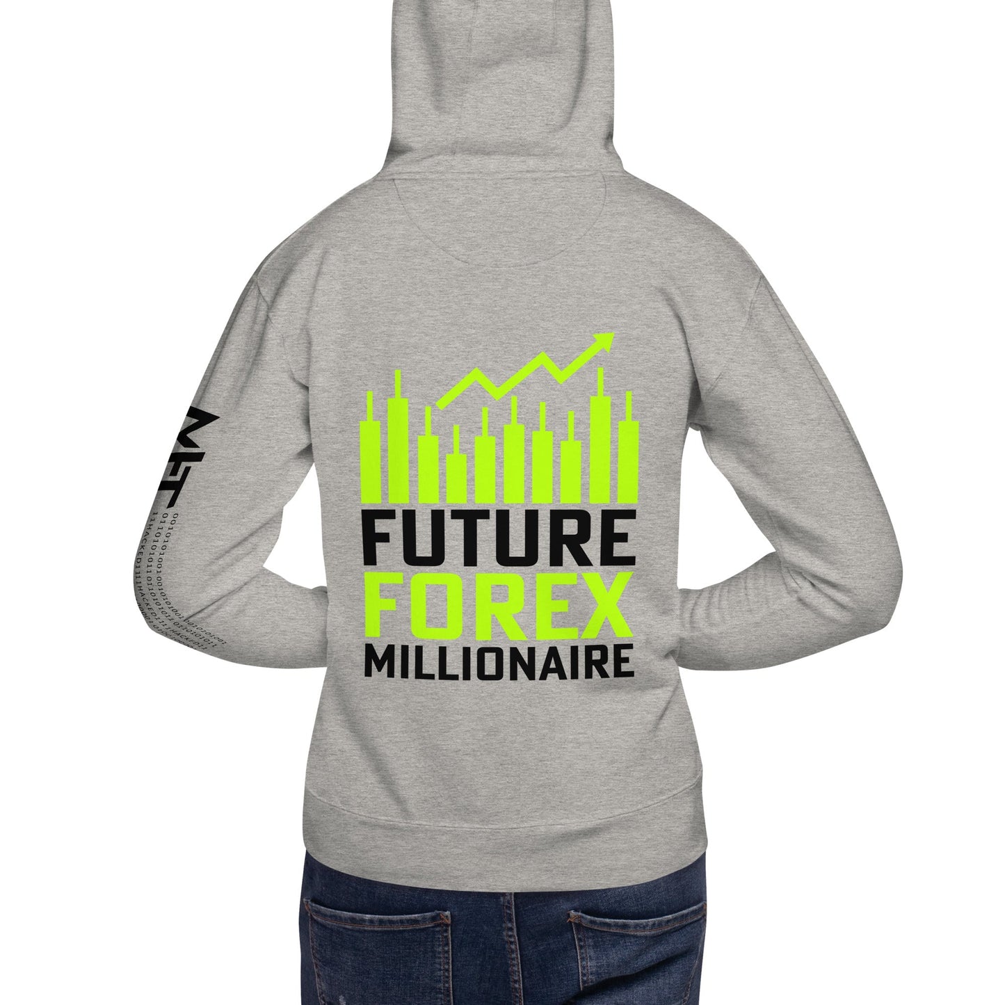 Future Forex Millionaire in Dark Text - Unisex Hoodie ( Back Print ) by DarkByteGear
