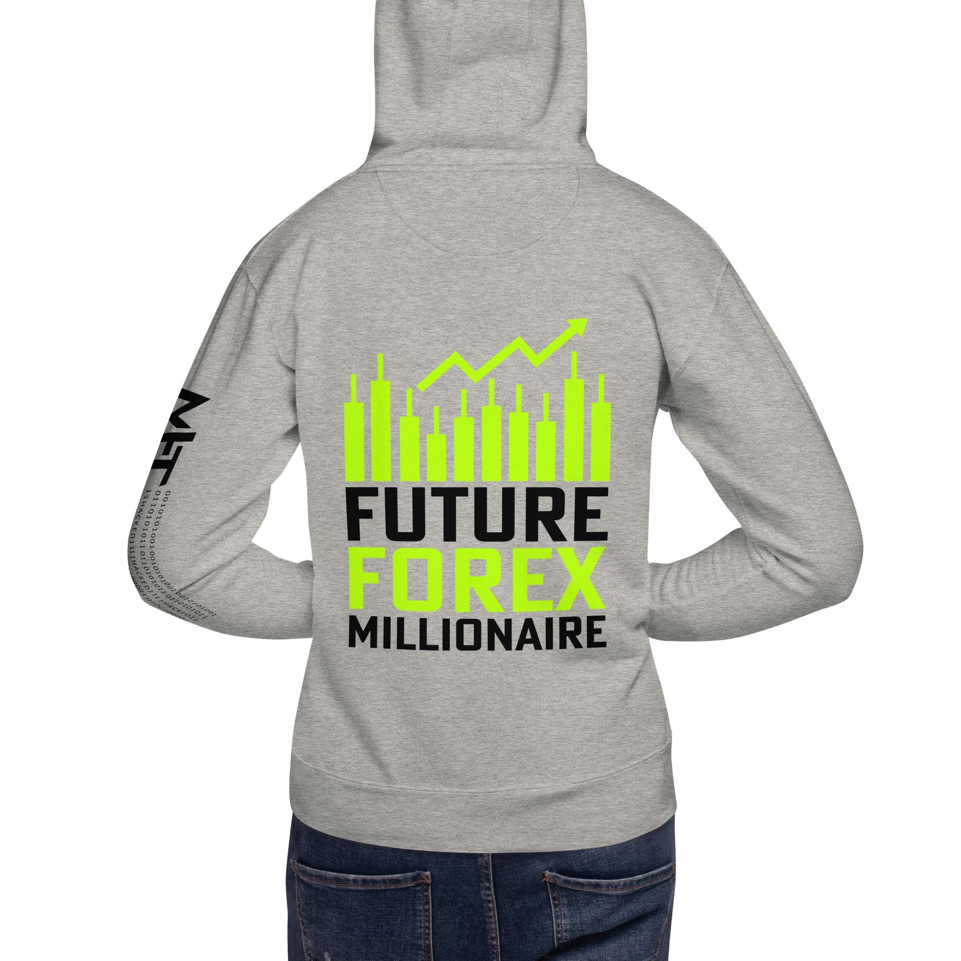 Future Forex Millionaire in Dark Text - Unisex Hoodie ( Back Print ) by DarkByteGear