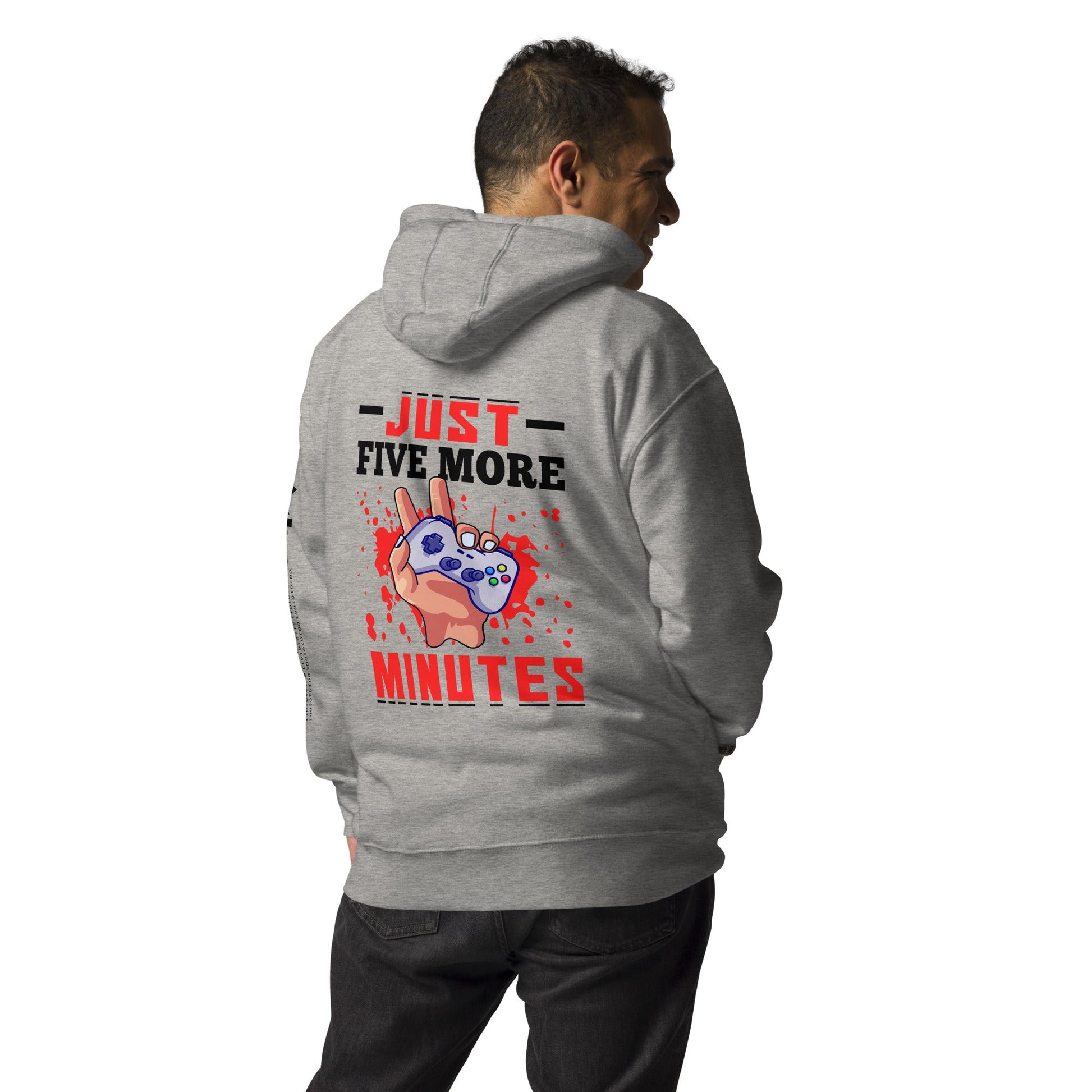 Just 5 more Minutes Rima in Dark Text - Unisex Hoodie ( Back Print ) by DarkByteGear