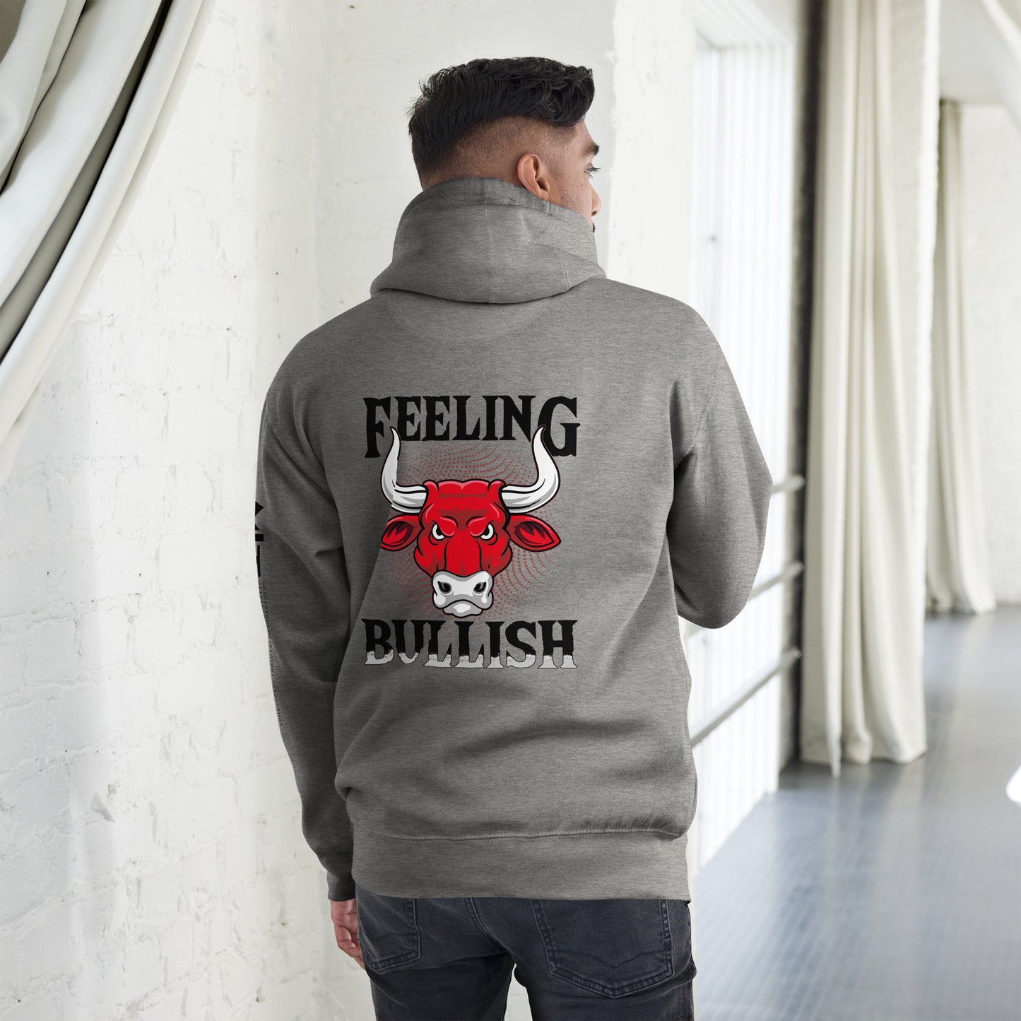 Feeling Bullish in Dark Text - Unisex Hoodie ( Back Print ) by DarkByteGear