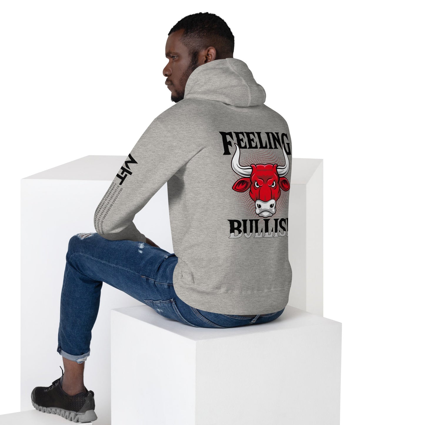 Feeling Bullish in Dark Text - Unisex Hoodie ( Back Print ) by DarkByteGear