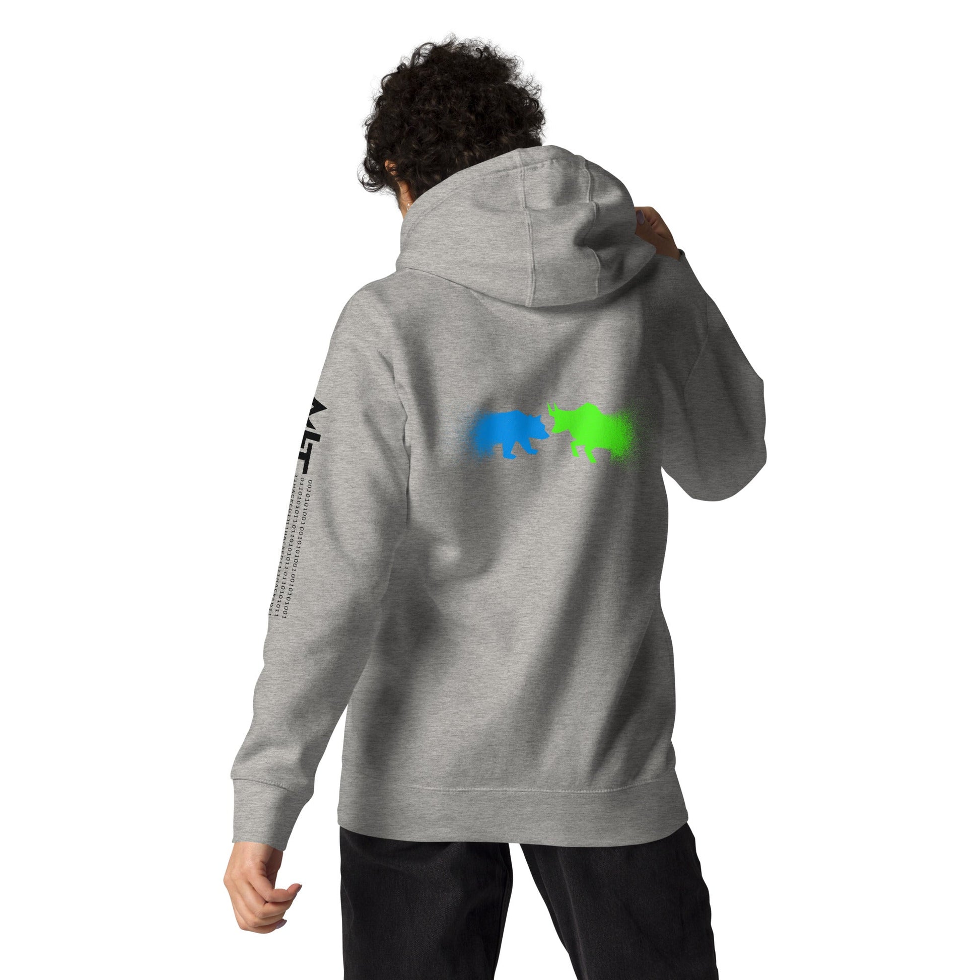 Bearish And Bullish (DB) in Light color - Unisex Hoodie ( Back Print ) by DarkByteGear