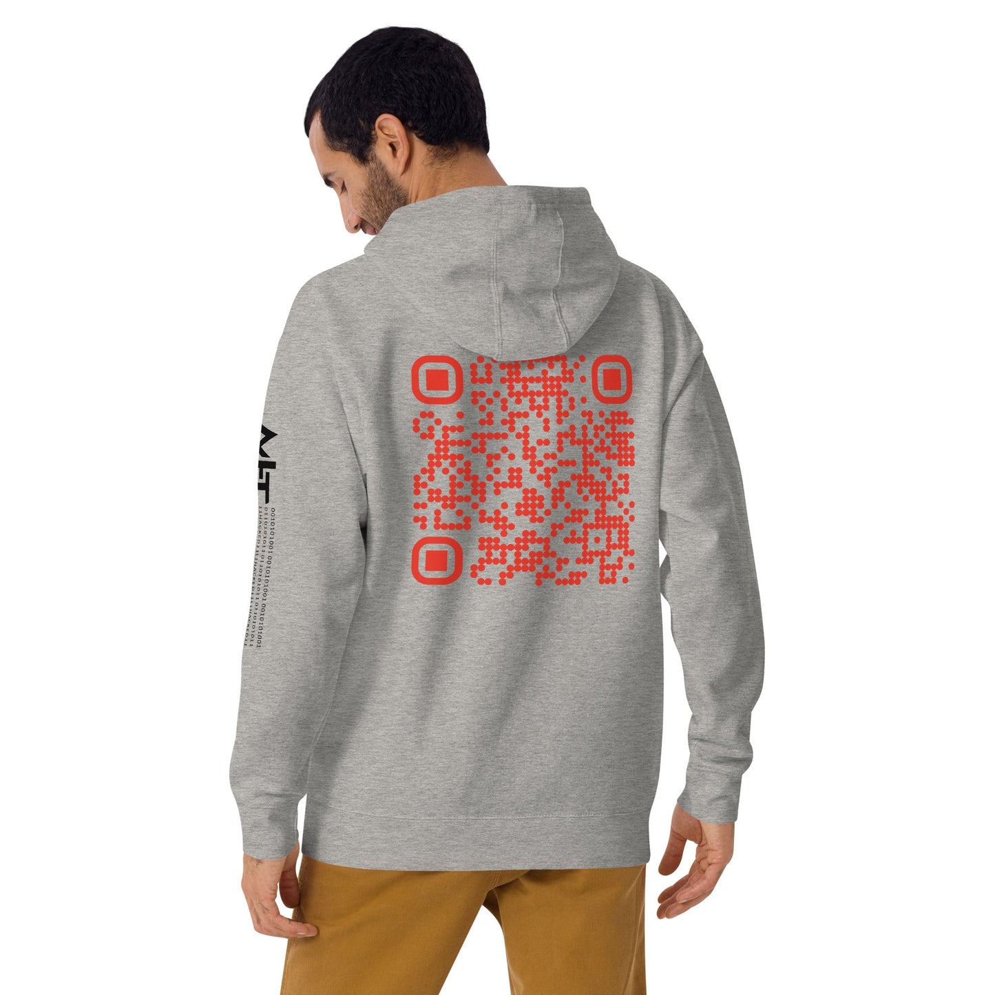 Who's the New Kid, Hacker, Developer, Gamer, Crypto King (Red Cyber) - Unisex Hoodie Personalized QR Code by DarkByteGear